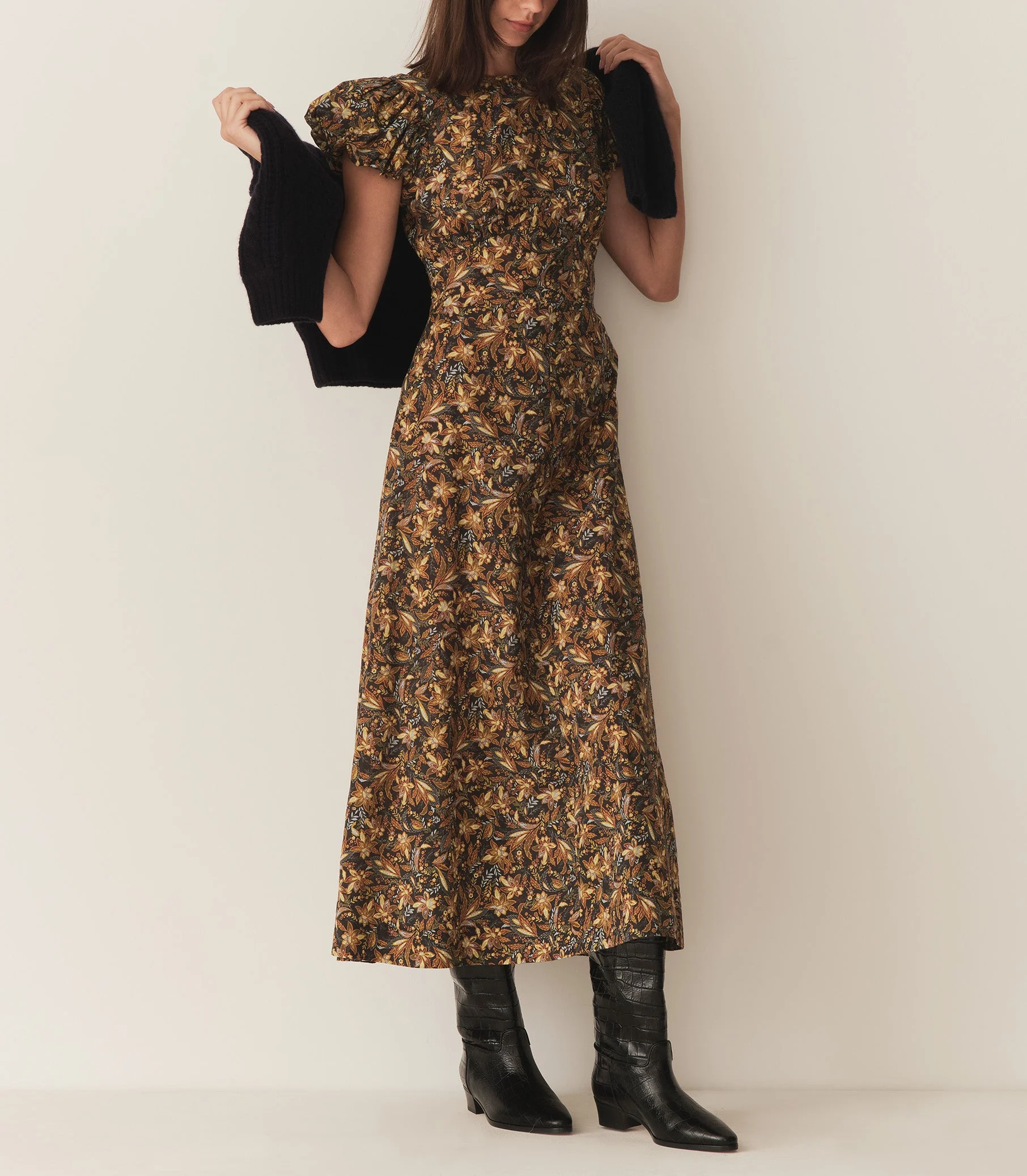 DÔEN - RHODIA DRESS -- NOIR NARCISSUS FLORAL - Image 4