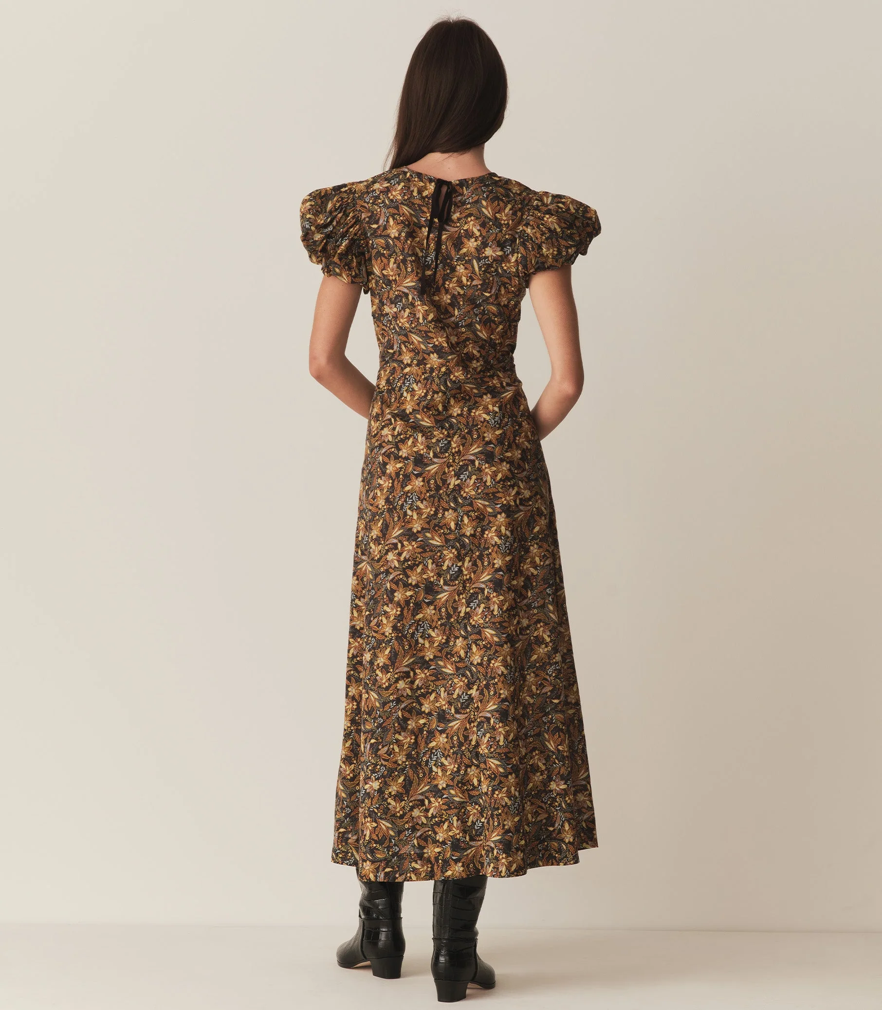 DÔEN - RHODIA DRESS -- NOIR NARCISSUS FLORAL - Image 7