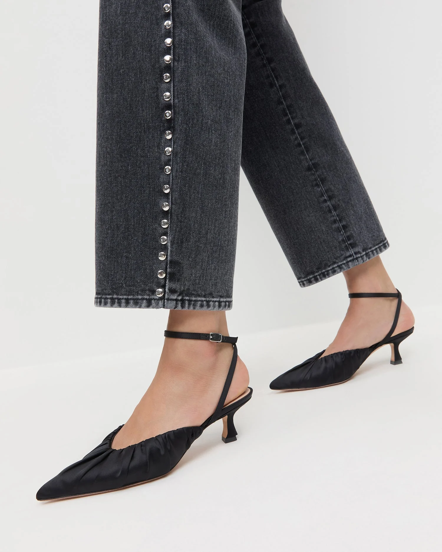 Loeffler Randall - Rio Black Satin Kitten Heel - Image 2