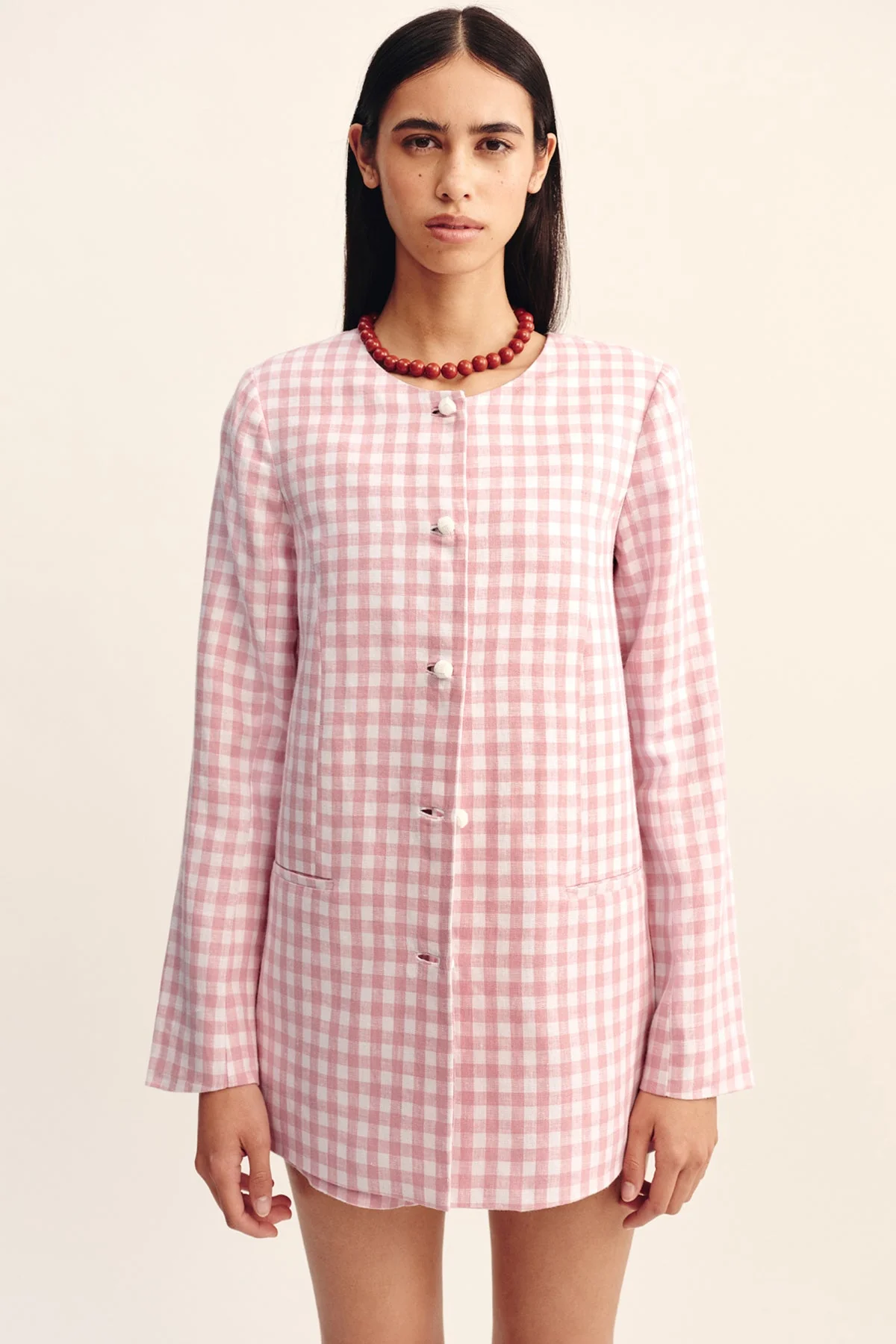 Posse - RIO SHIFT JACKET - PINK GINGHAM