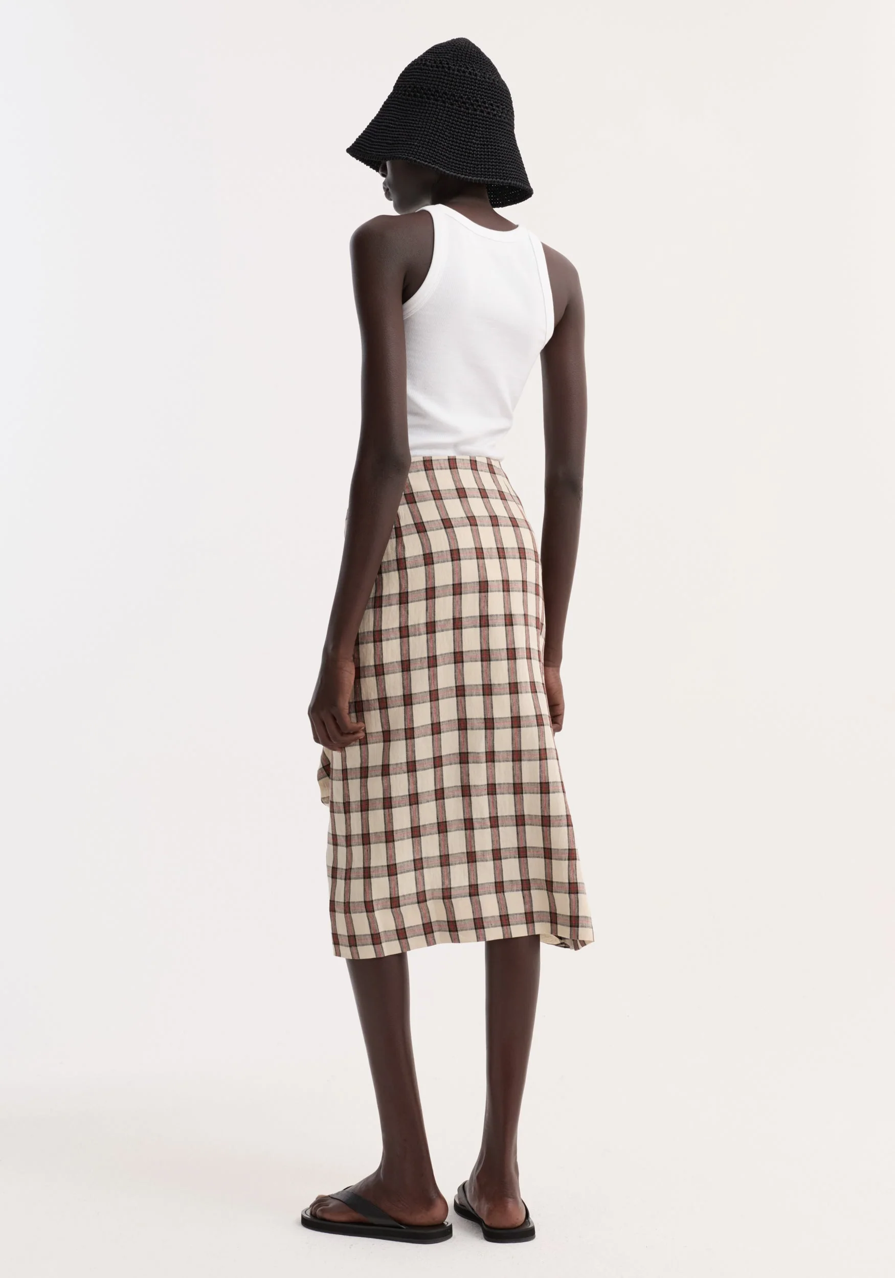 ROHE - Draped check skirt | red table check - Image 5