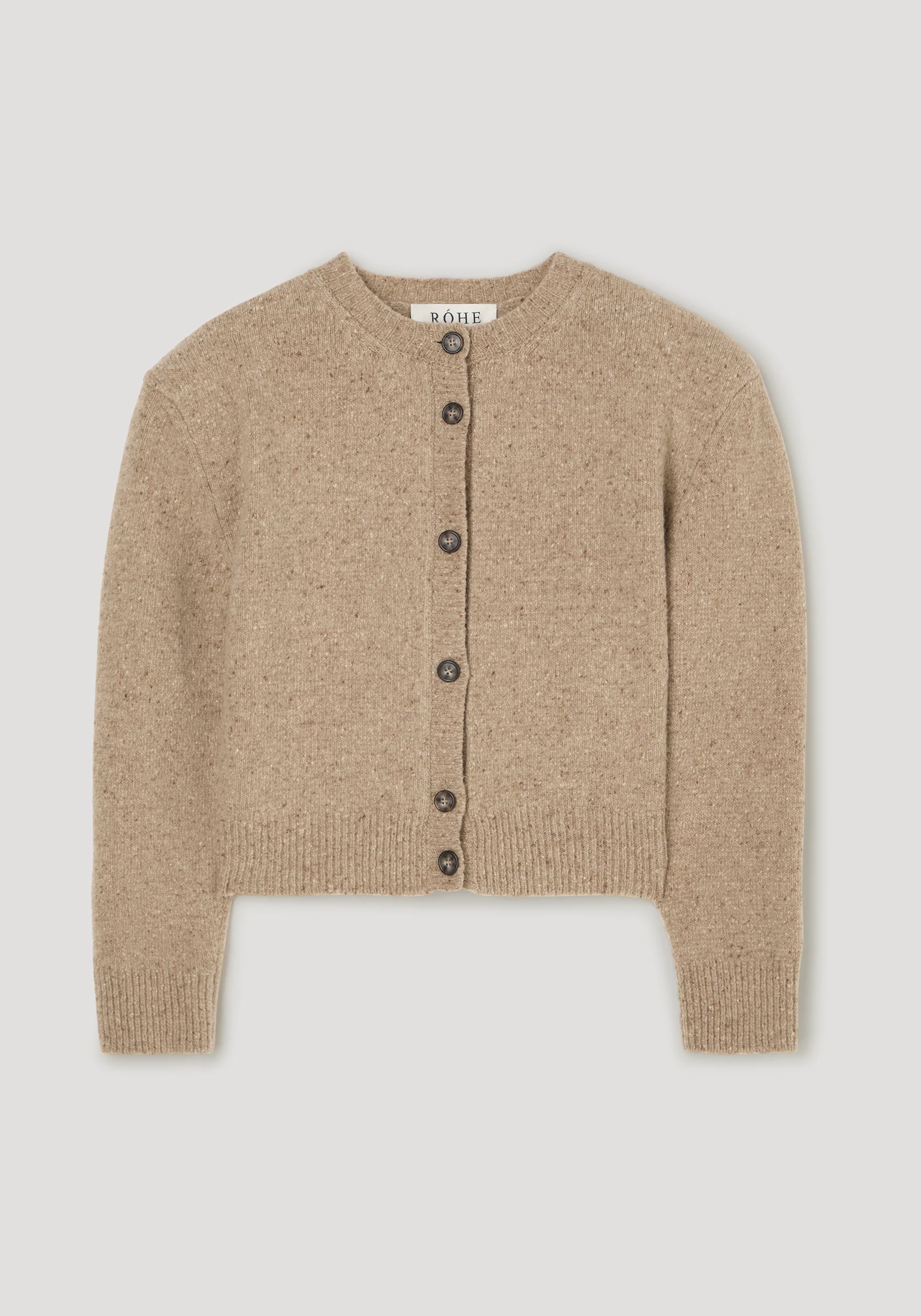 ROHE - Fine merino tweed cardigan | oat melange - Image 6
