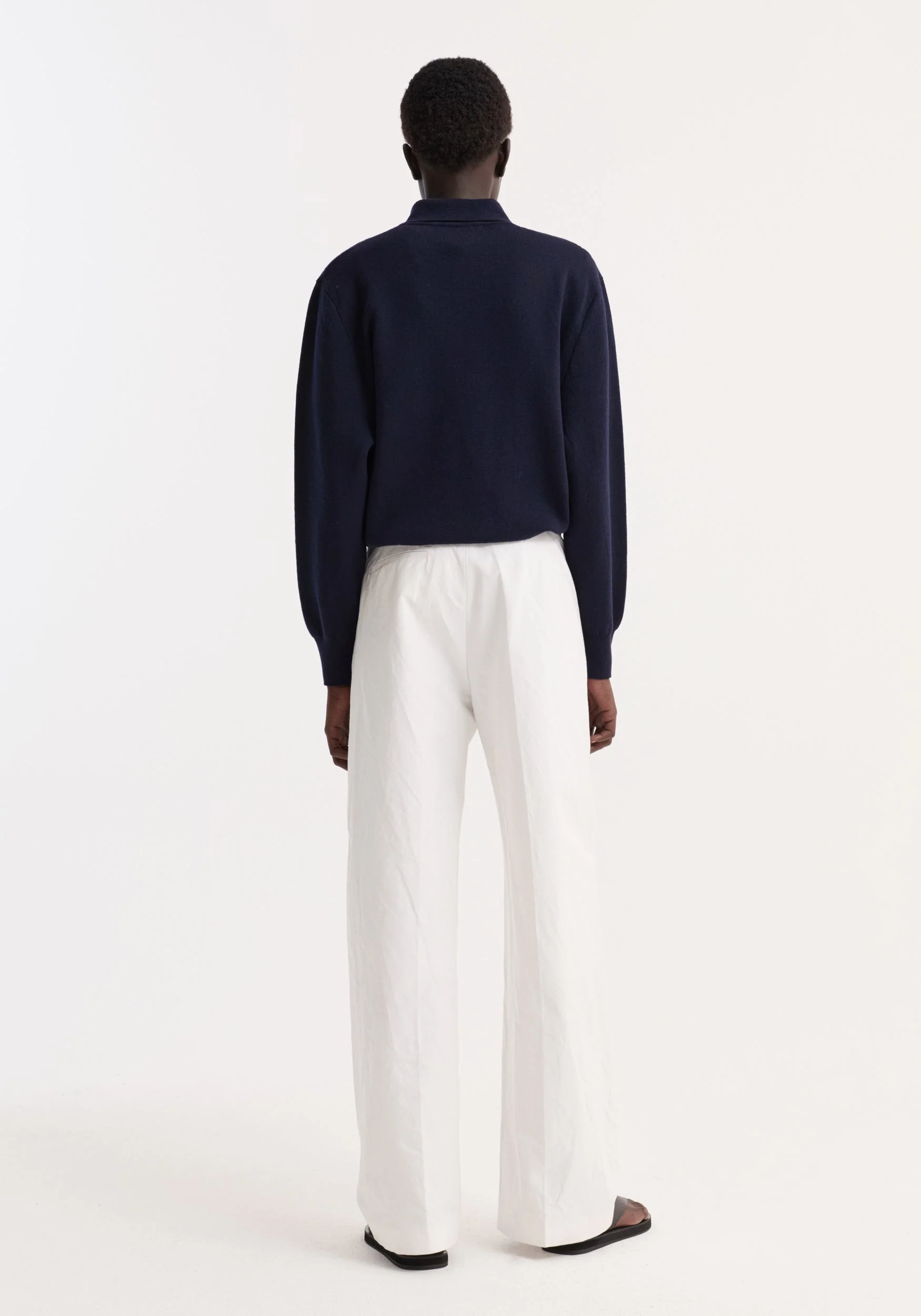 ROHE - Merino wool polo | navy - Image 4