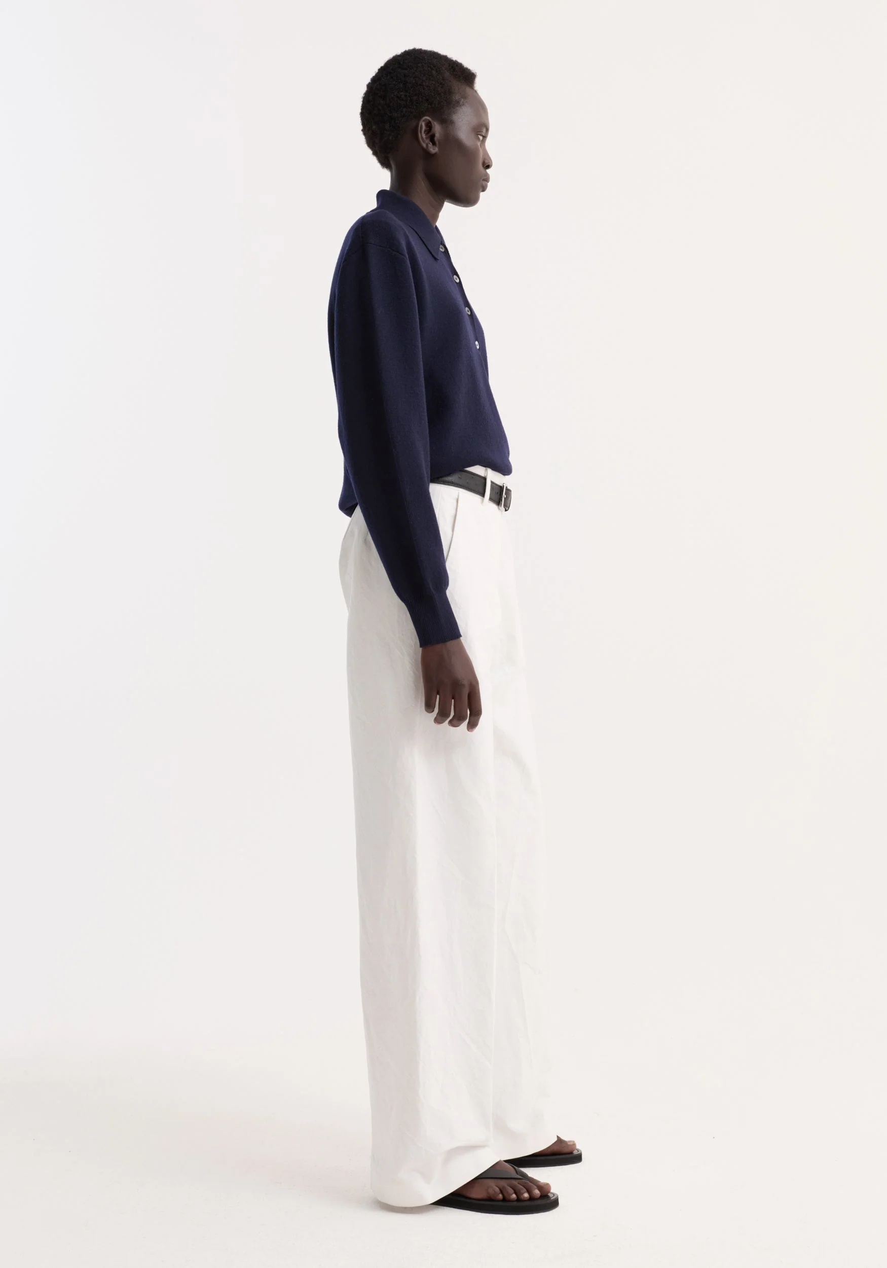 ROHE - Merino wool polo | navy - Image 5
