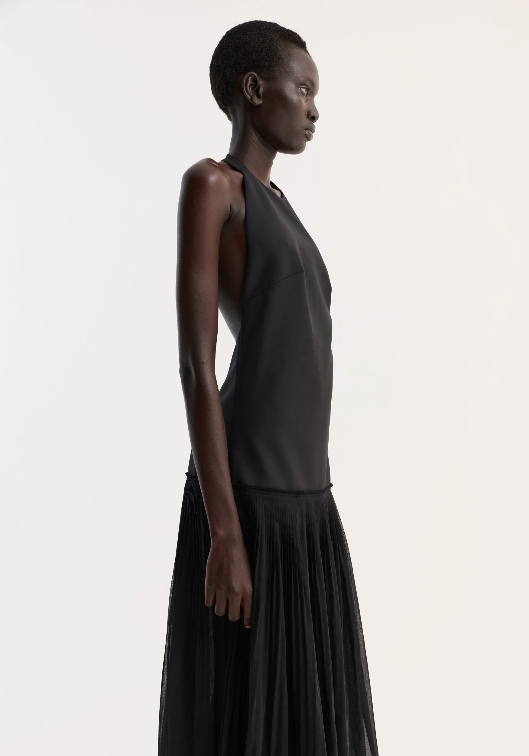 ROHE - Pleated muslin halter dress | black - Image 3