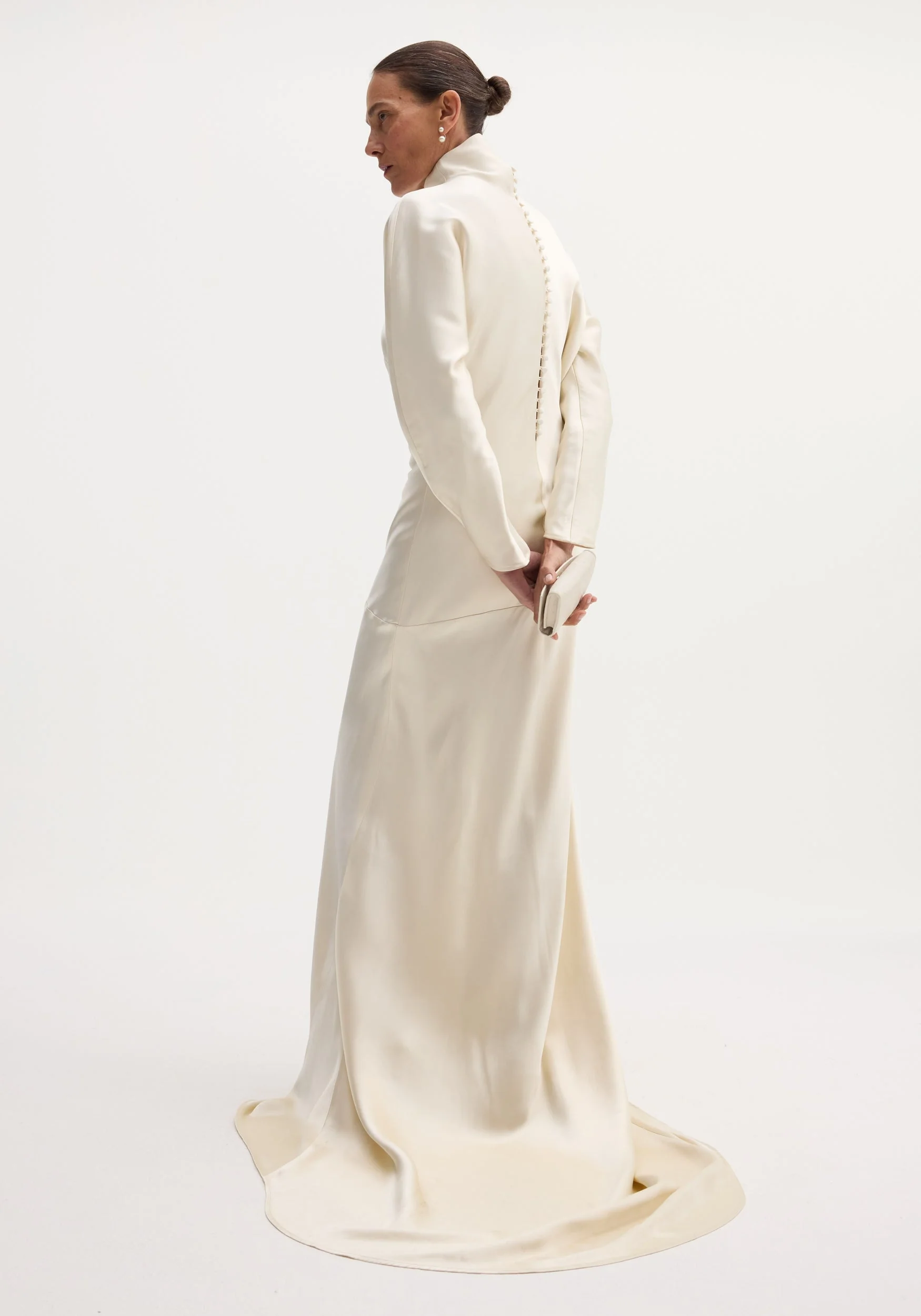 ROHE - Satin button down dress with train | ivory - Image 2