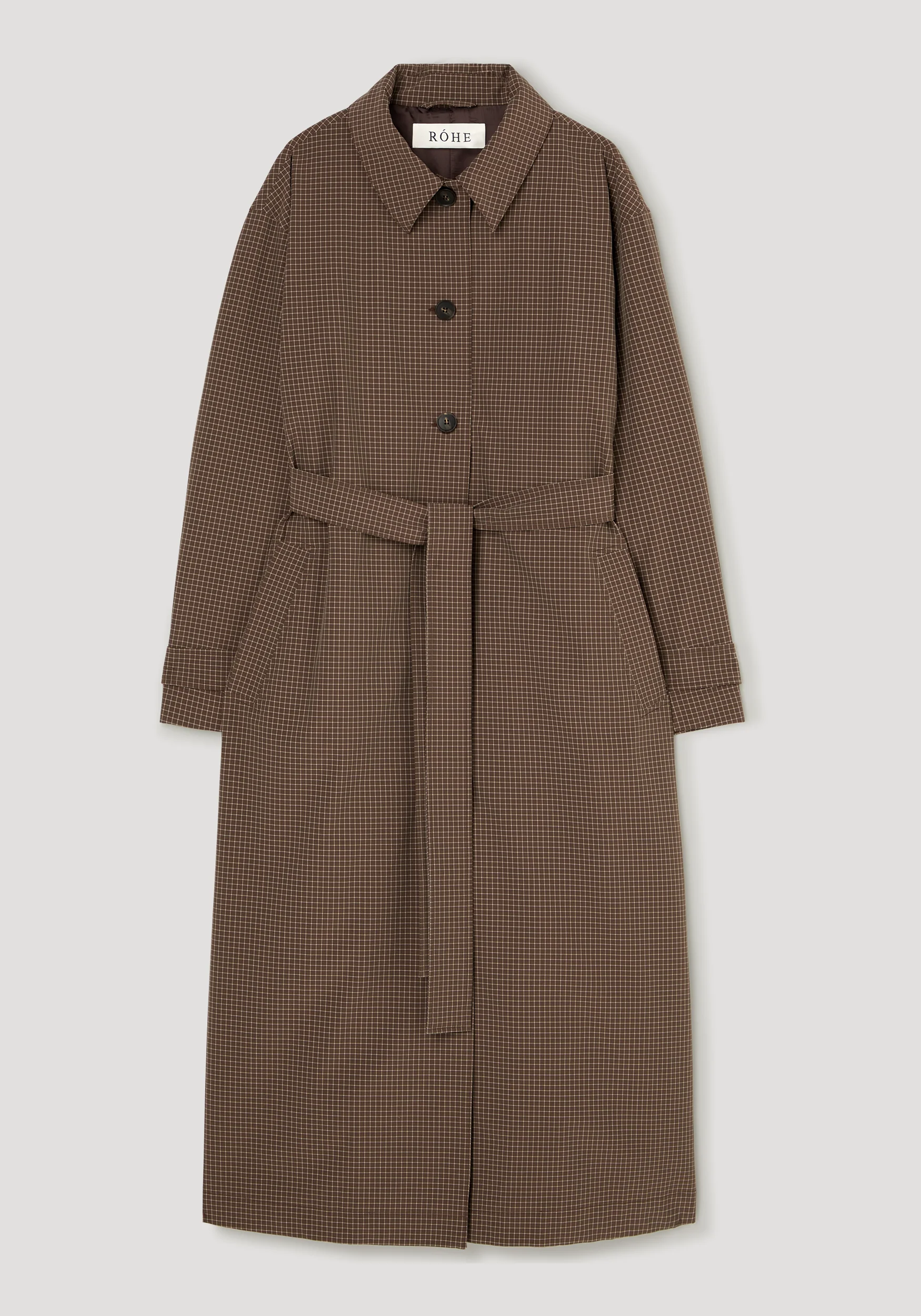ROHE - Technical check belted coat | brown multi check - Image 7