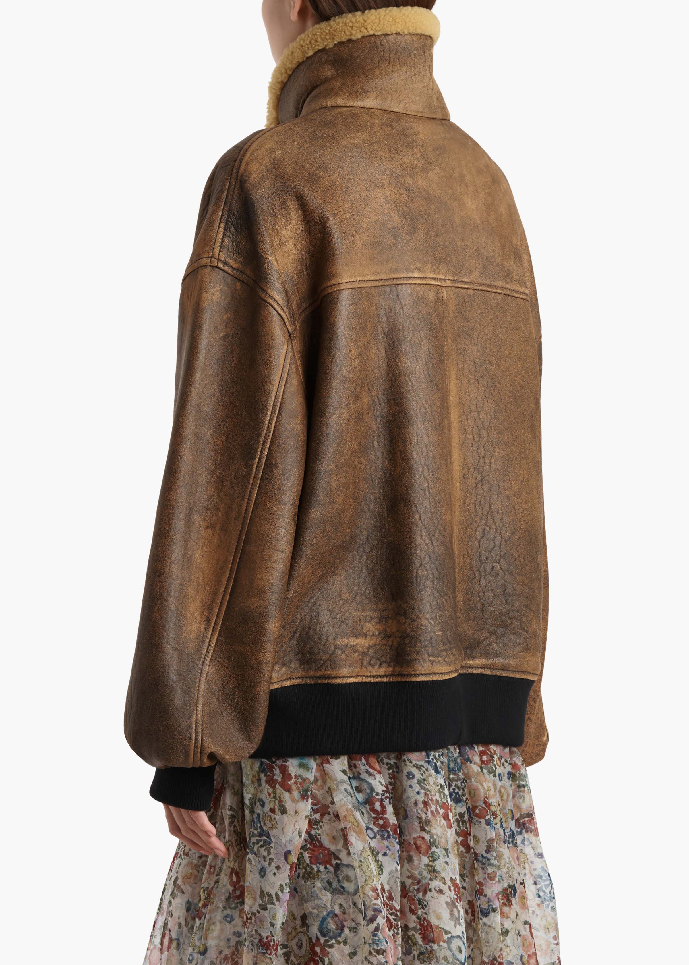 Khaite - Sandor Jacket in Dark Brown Distressed Leather - Image 4