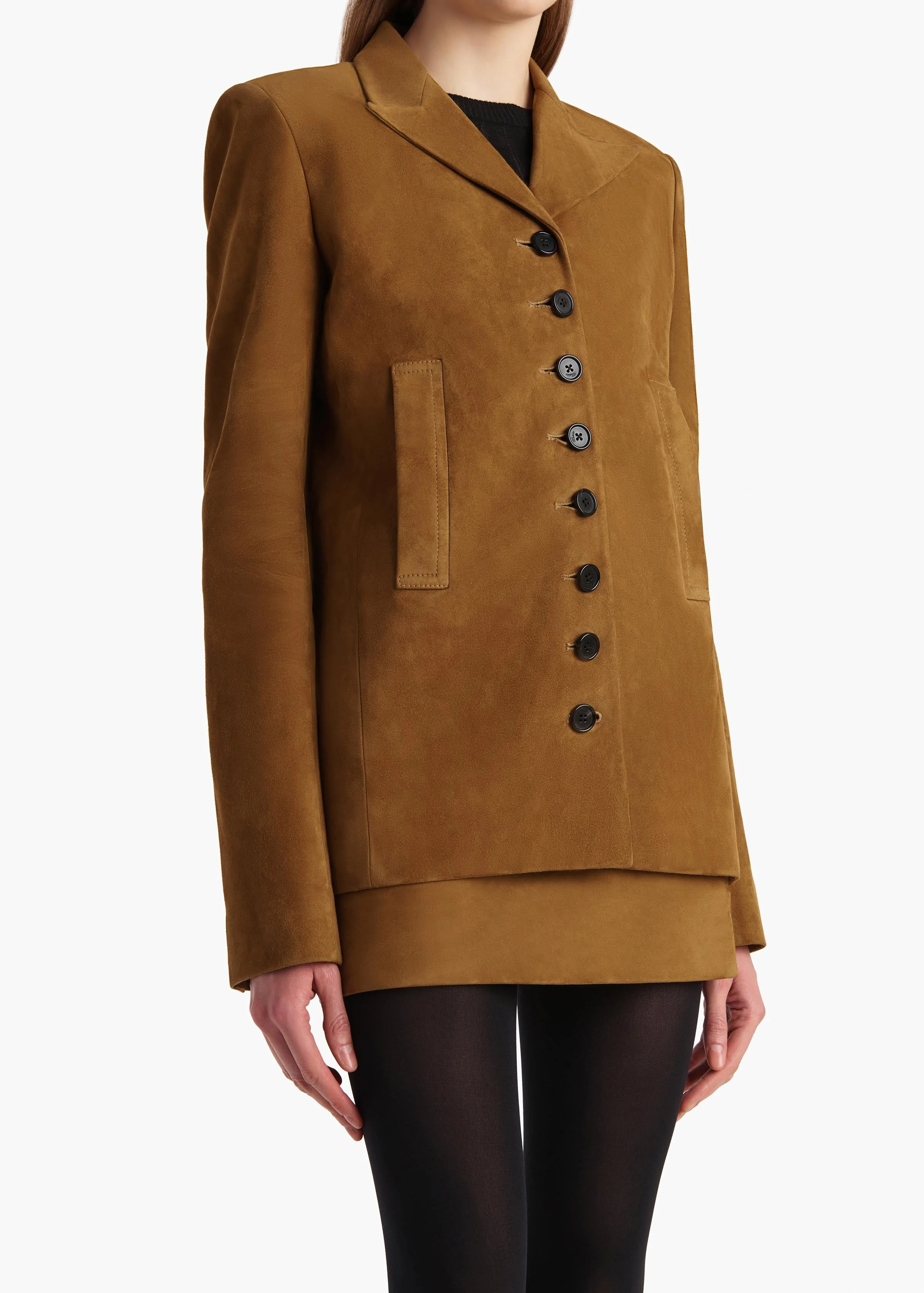 Khaite - Saraphina Jacket in Toffee Suede - Image 5