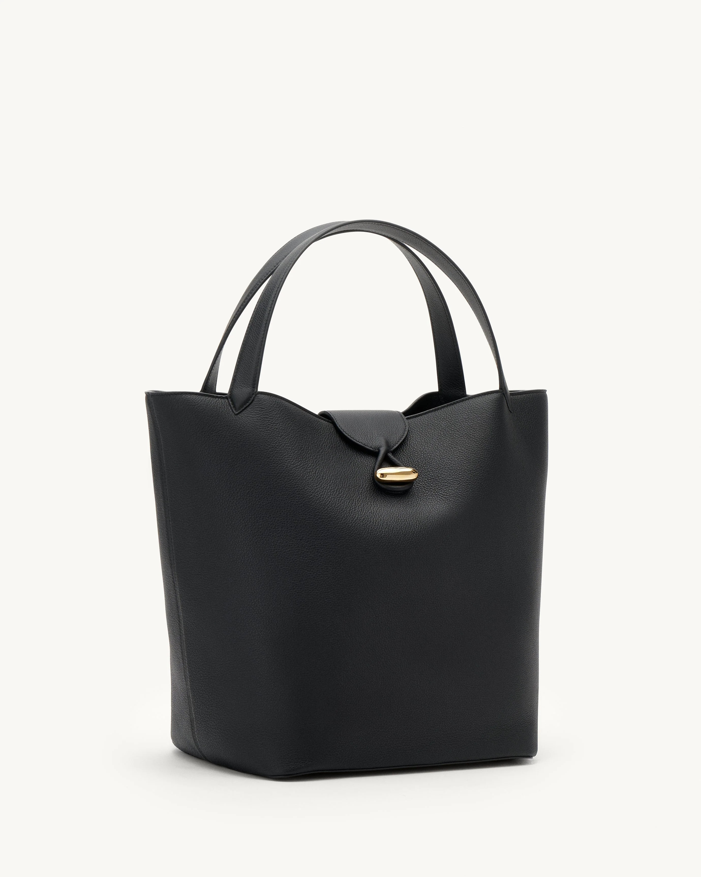 SAVETTE - Anello Tote in Black Grained Leather - Image 2
