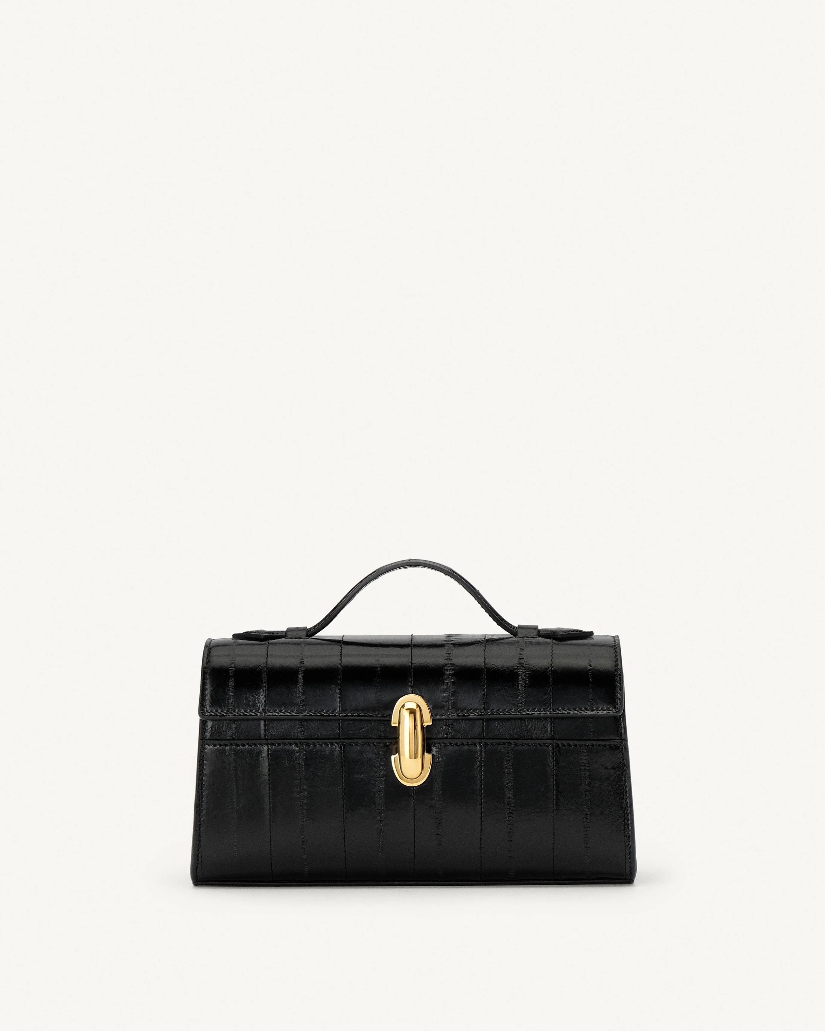 SAVETTE - Symmetry Pochette in Black Eel
