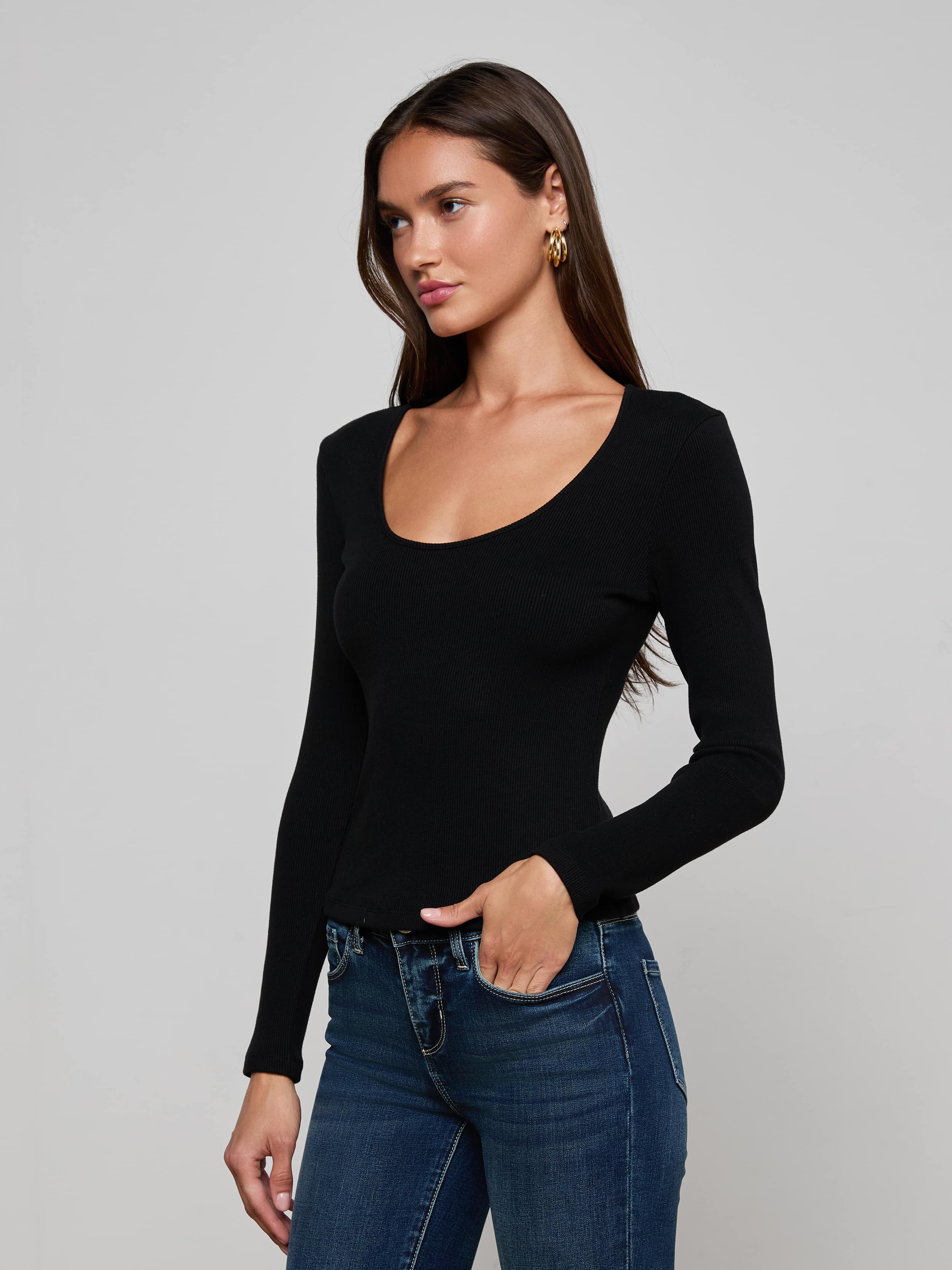 L'AGENCE - Scarlet Scoopneck Tee - Image 2