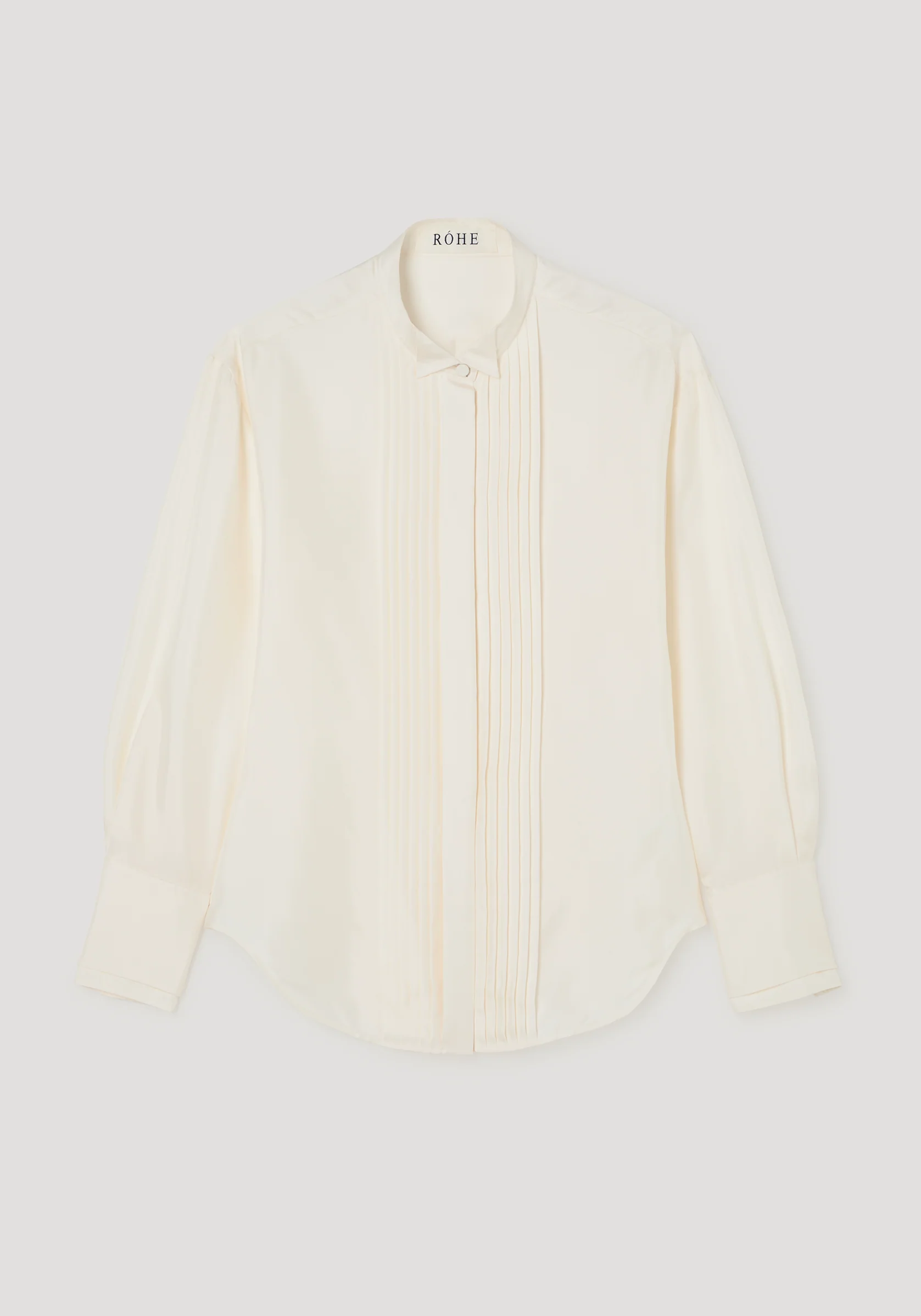 ROHE - Shaped tuxedo silk shirt | cream - Image 6