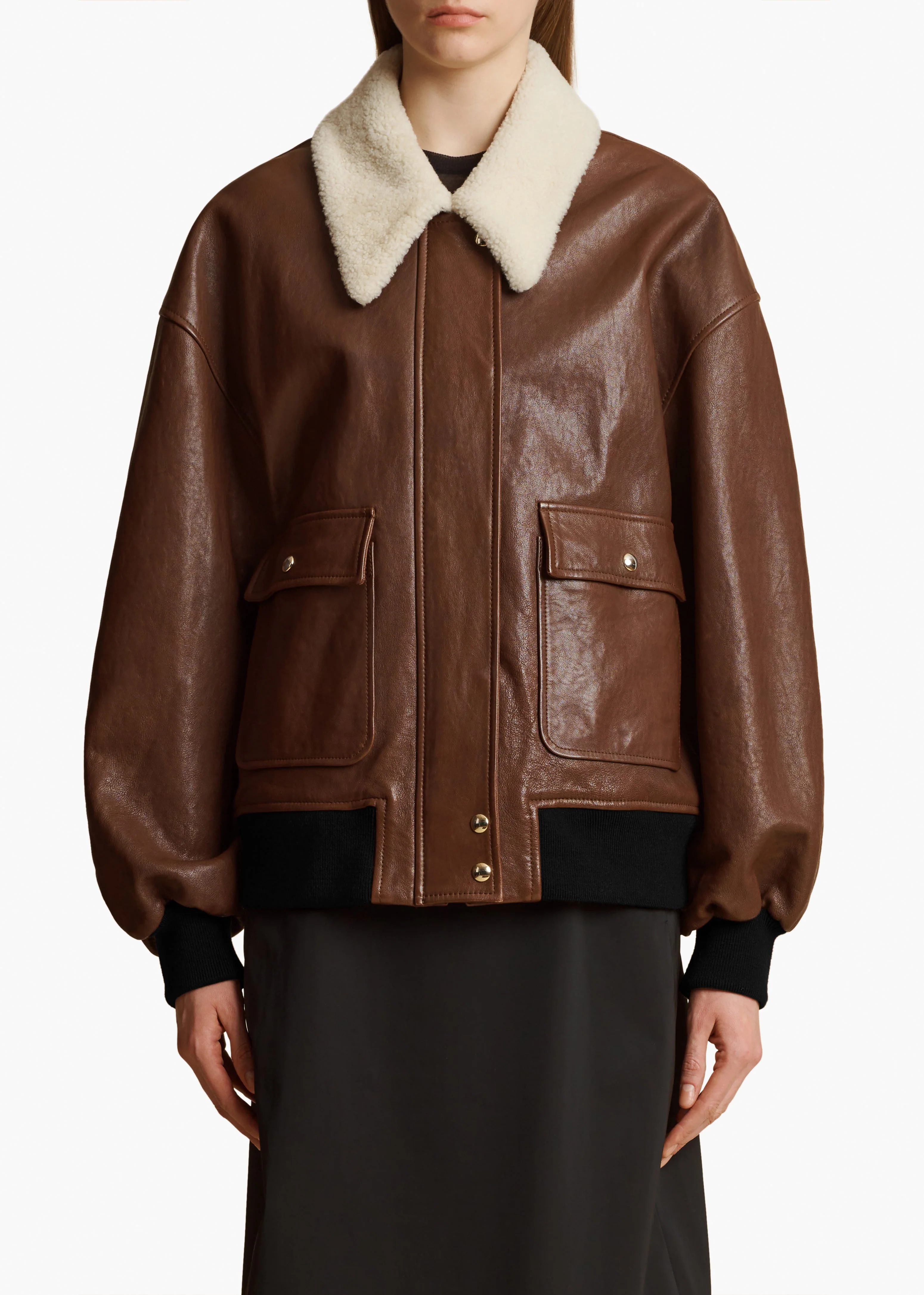 Khaite - Shellar Jacket in Classic Brown Leather - Image 10