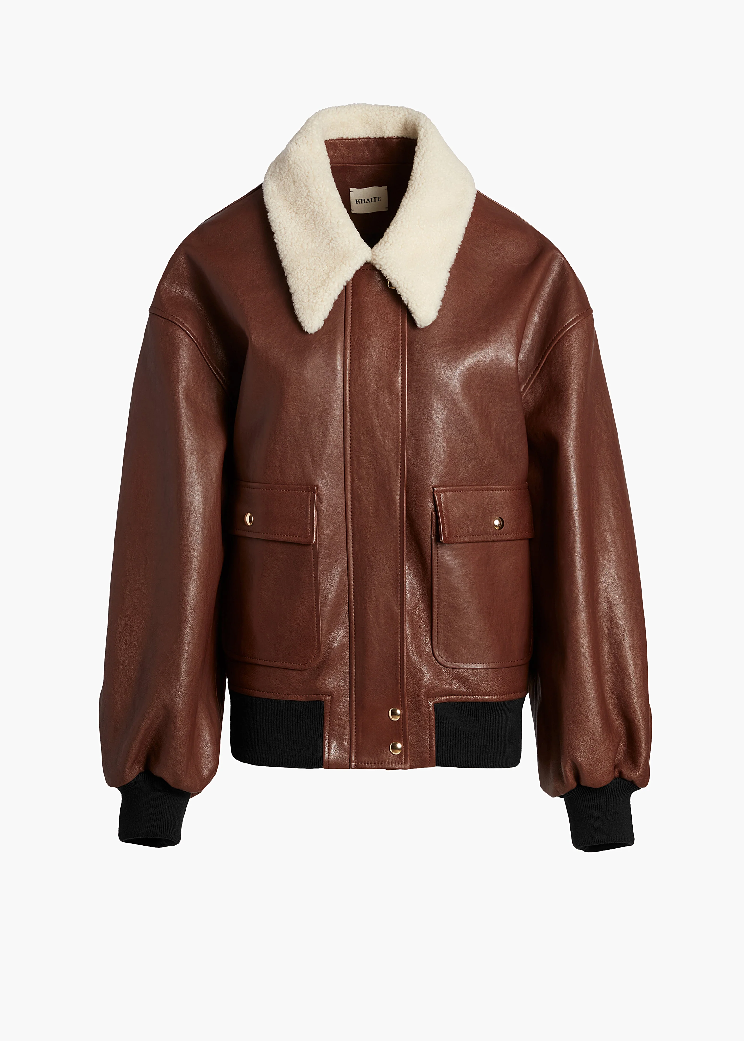 Khaite - Shellar Jacket in Classic Brown Leather - Image 8