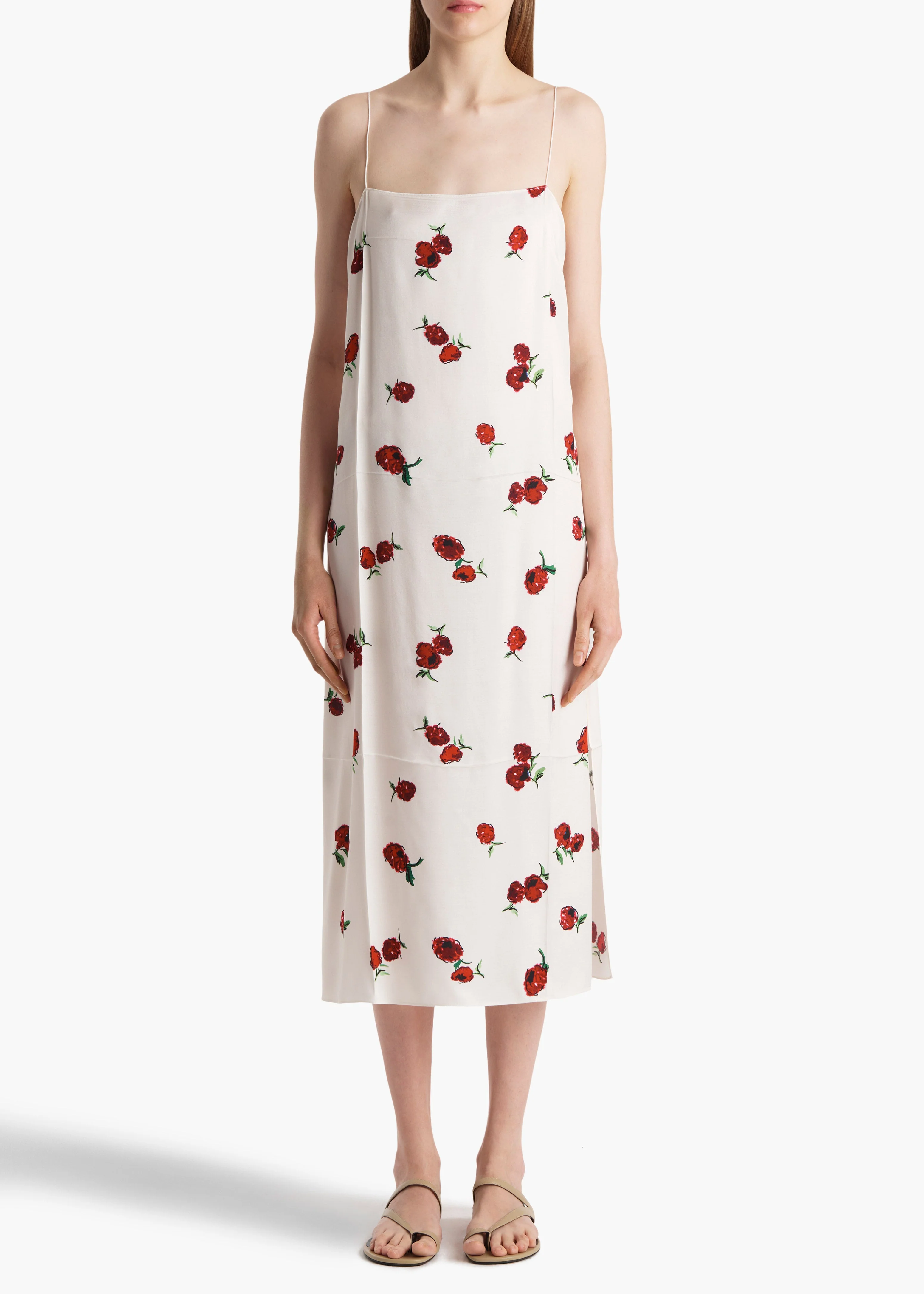 Khaite - Sicily Dress in Cream with Raspberry Print - Image 3