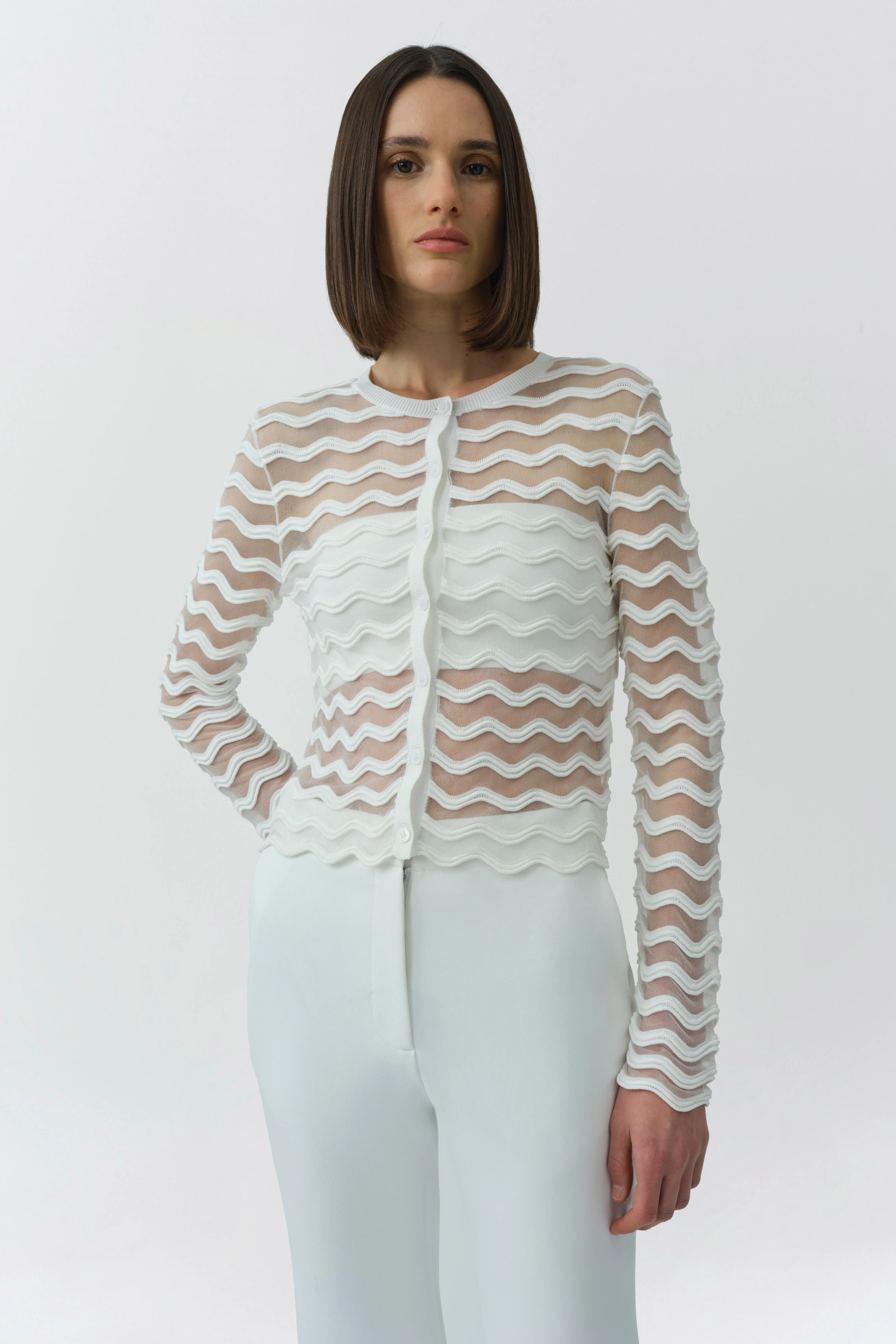 Simkhai - Maxime Wavy Knit Cardigan - Image 3