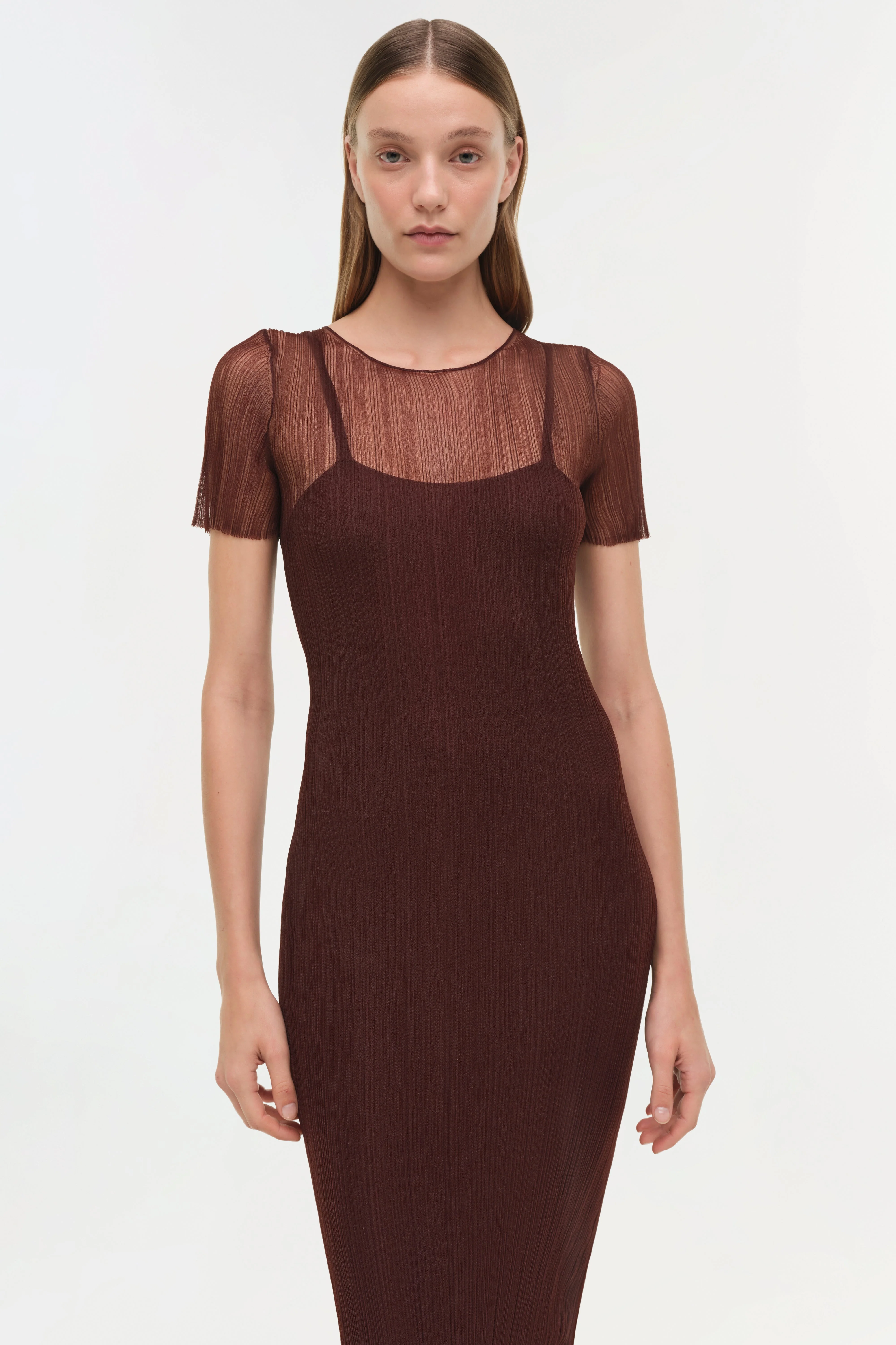 Simkhai - Selena Sheer Plisse Midi Dress - Image 3