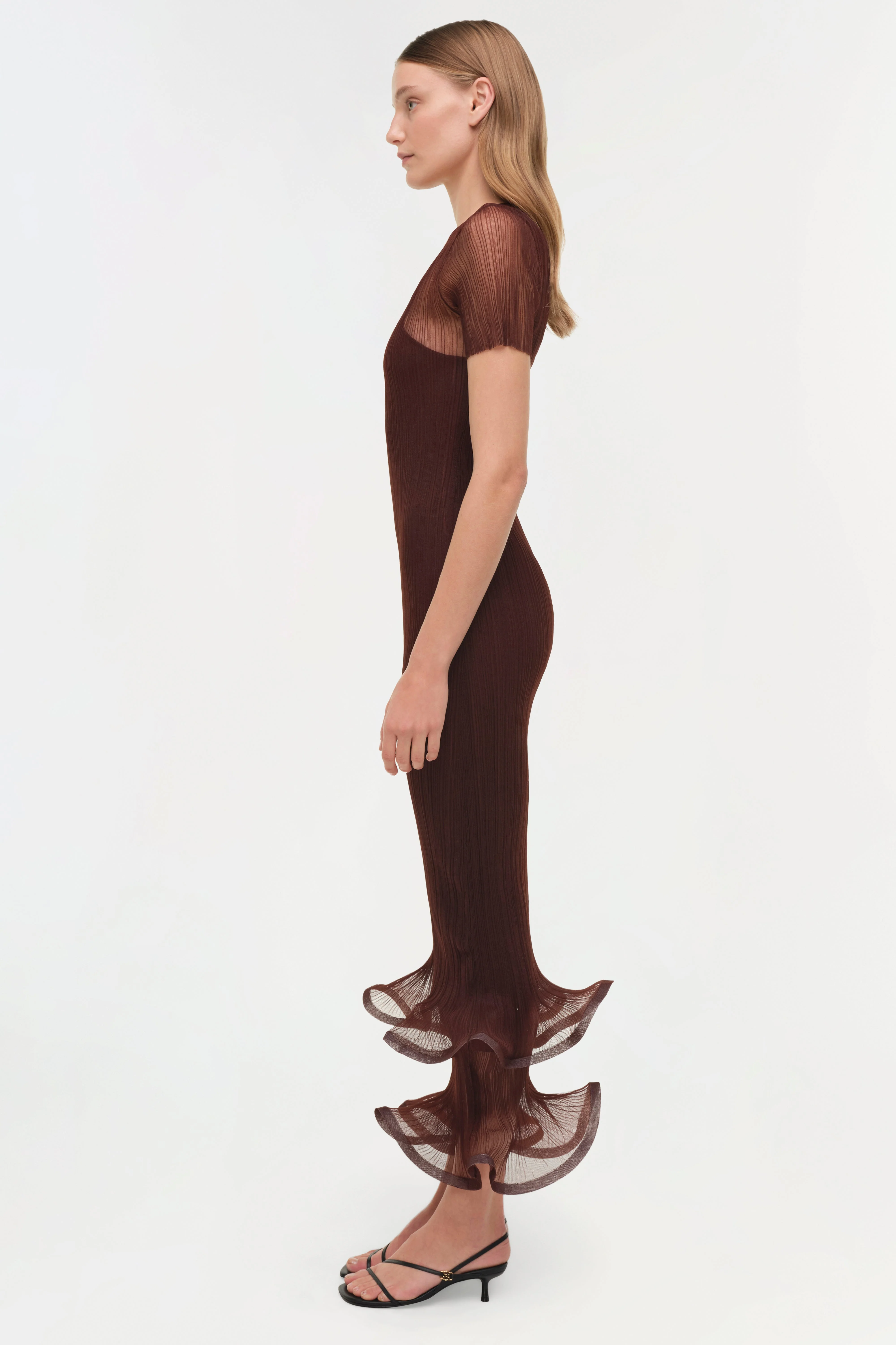 Simkhai - Selena Sheer Plisse Midi Dress - Image 4