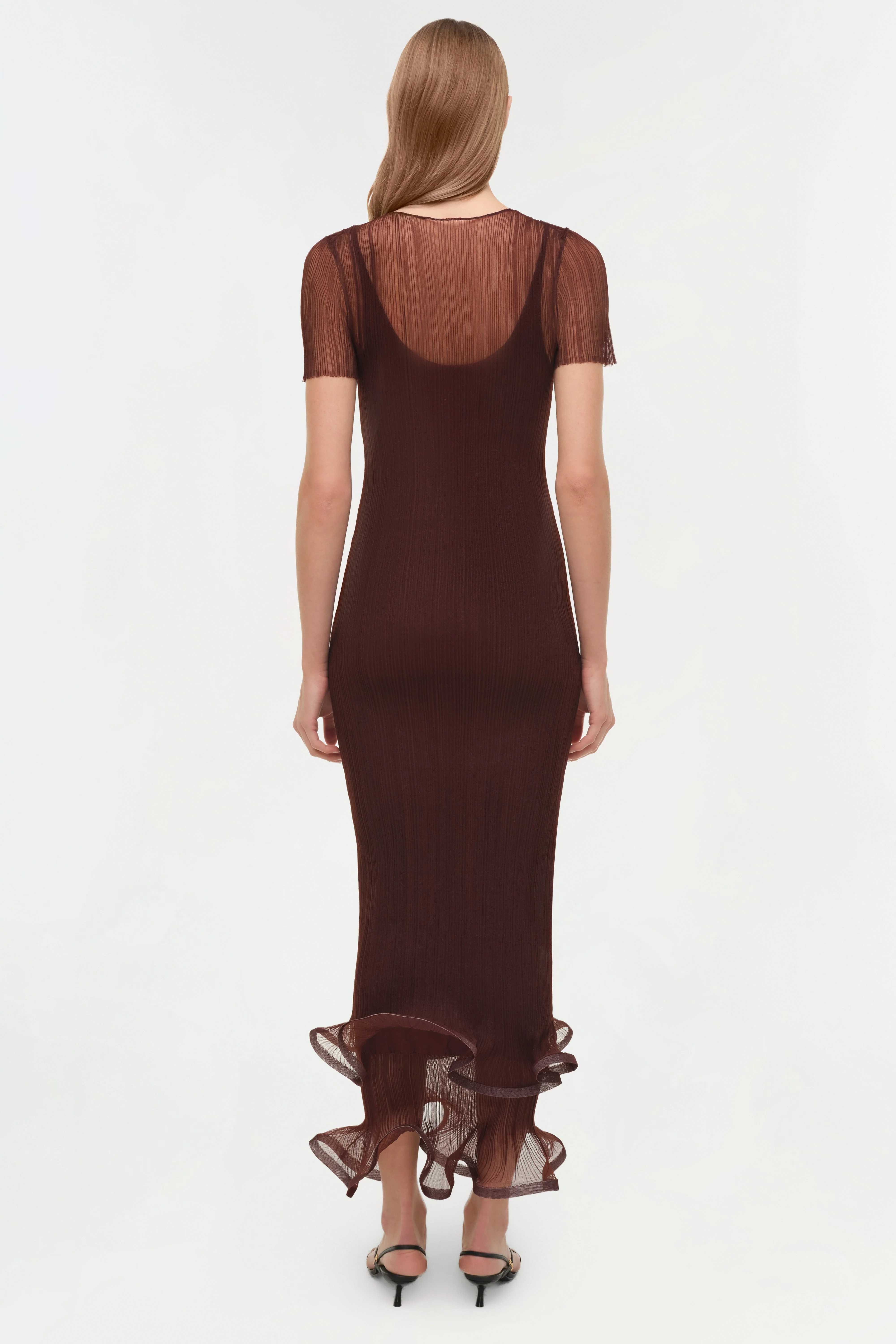 Simkhai - Selena Sheer Plisse Midi Dress - Image 5