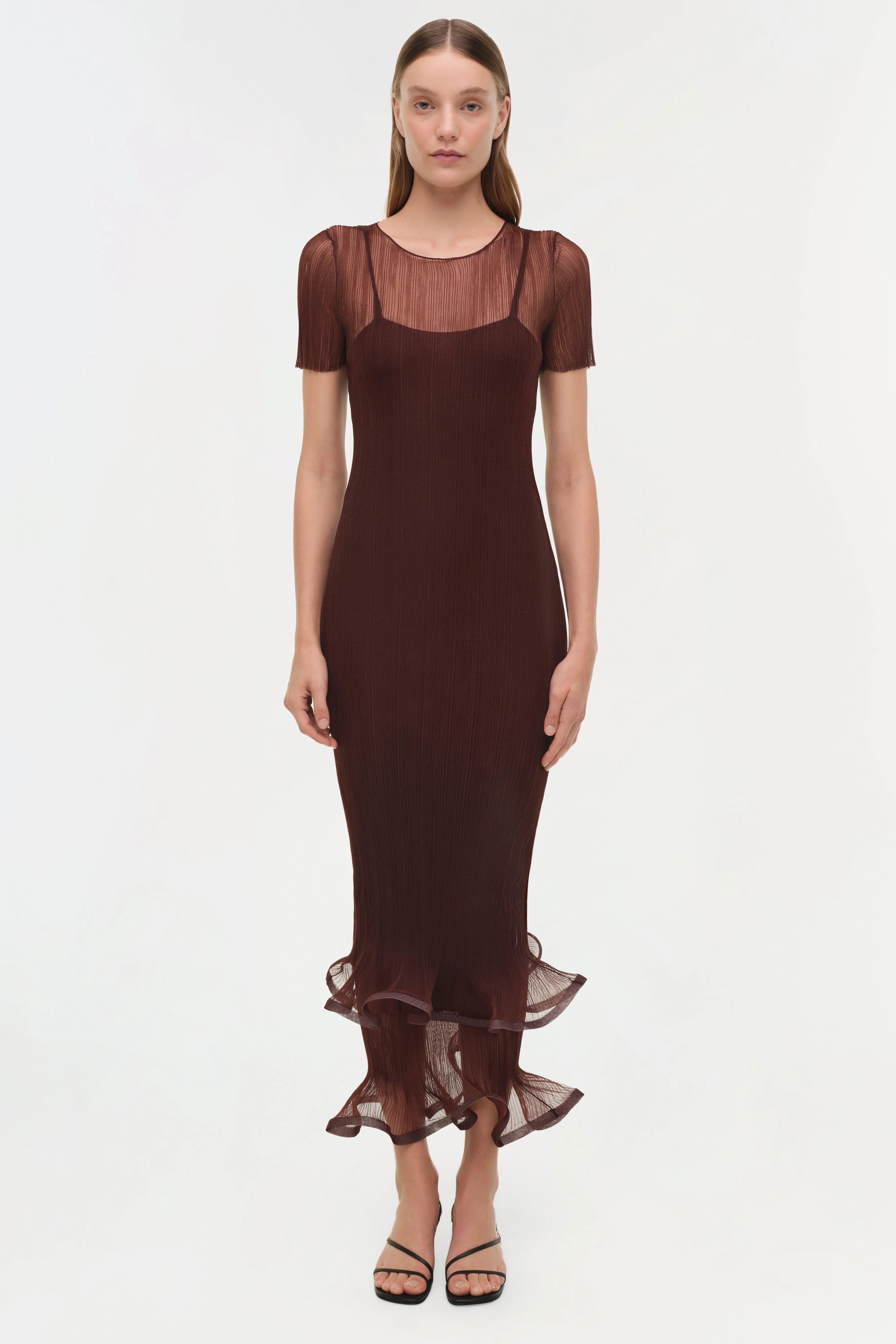 Simkhai - Selena Sheer Plisse Midi Dress - Image 6