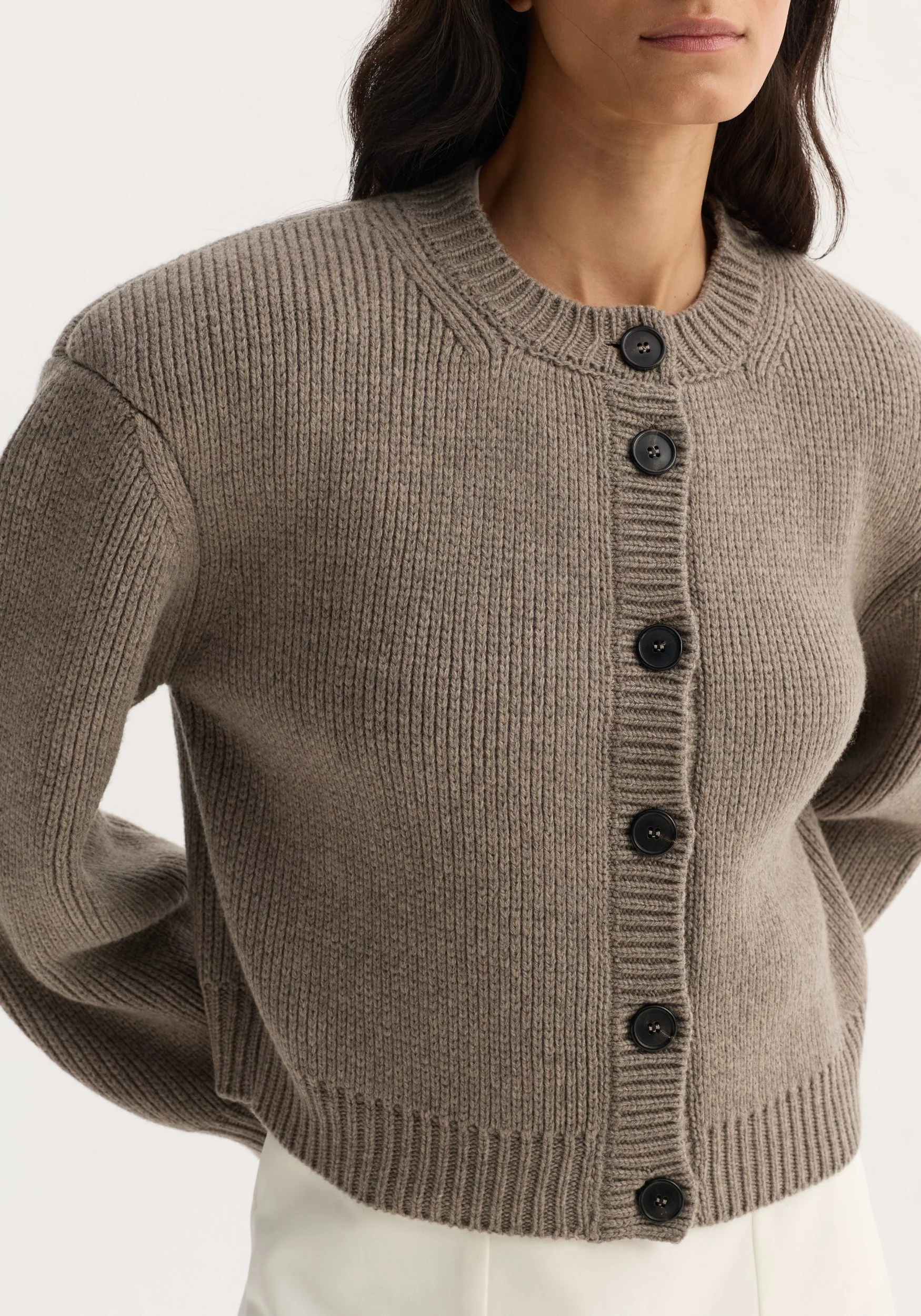 ROHE - Statement shoulder cardigan | clay melange - Image 3