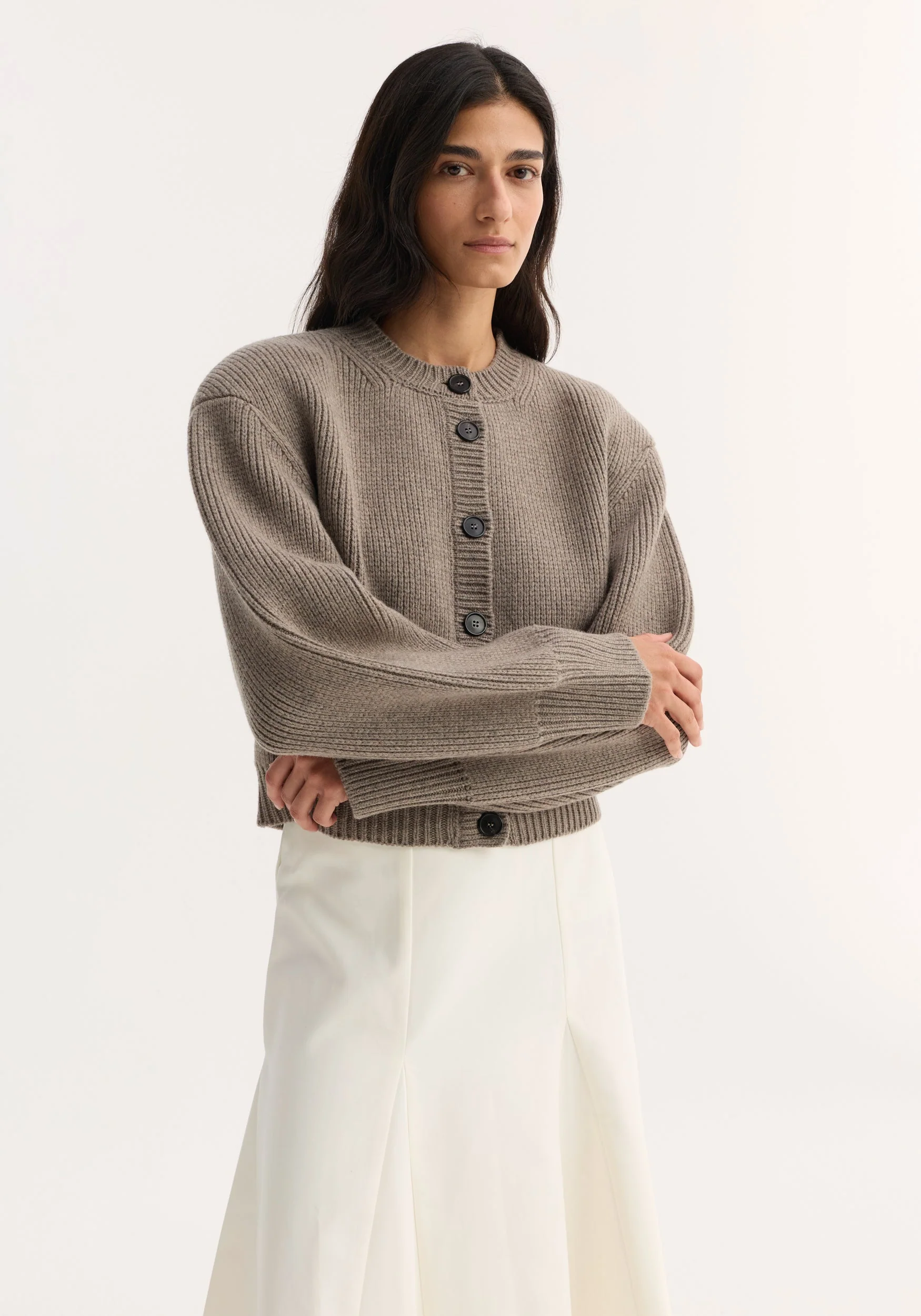 ROHE - Statement shoulder cardigan | clay melange - Image 4