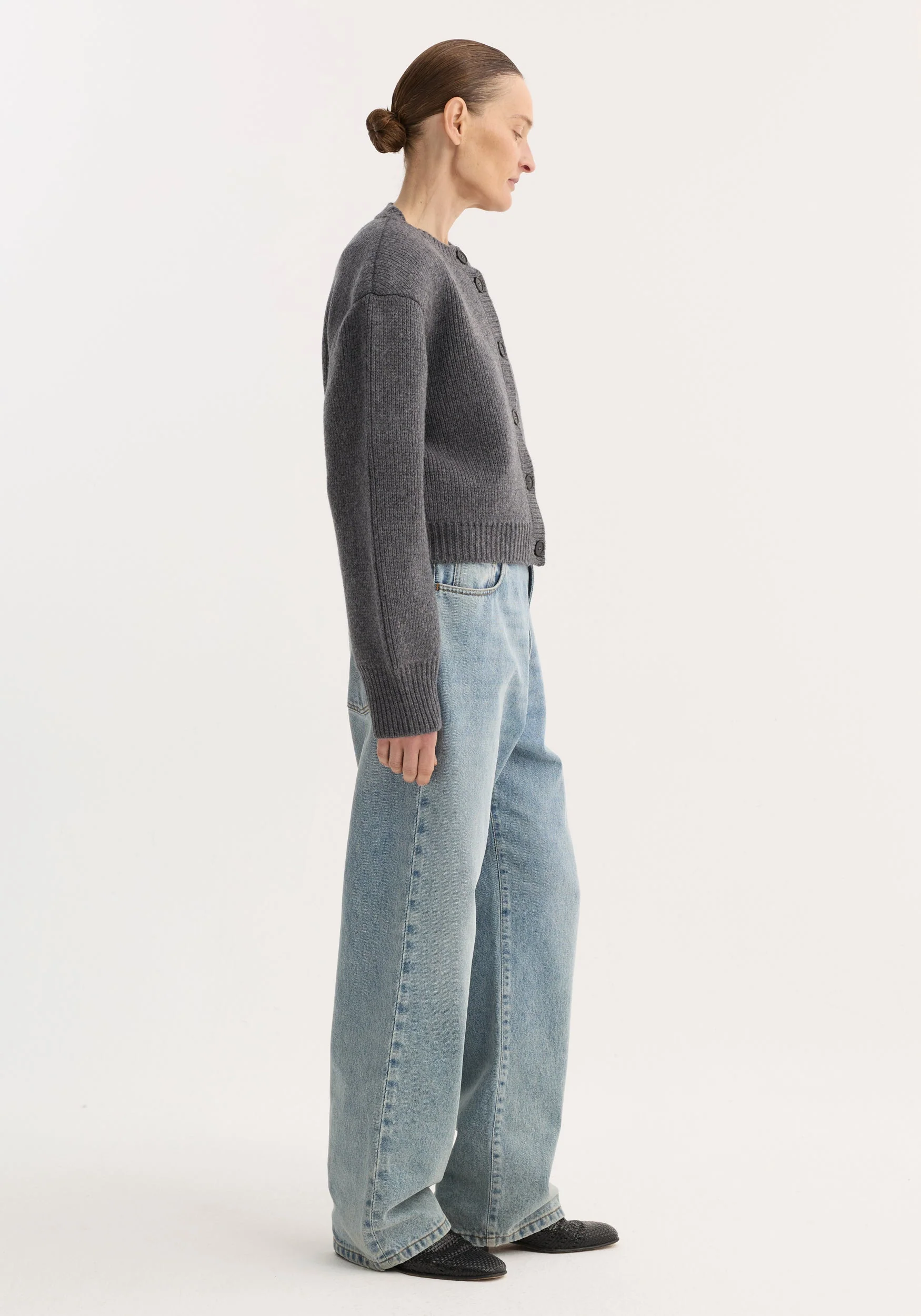 ROHE - Statement shoulder cardigan | mid grey melange - Image 4