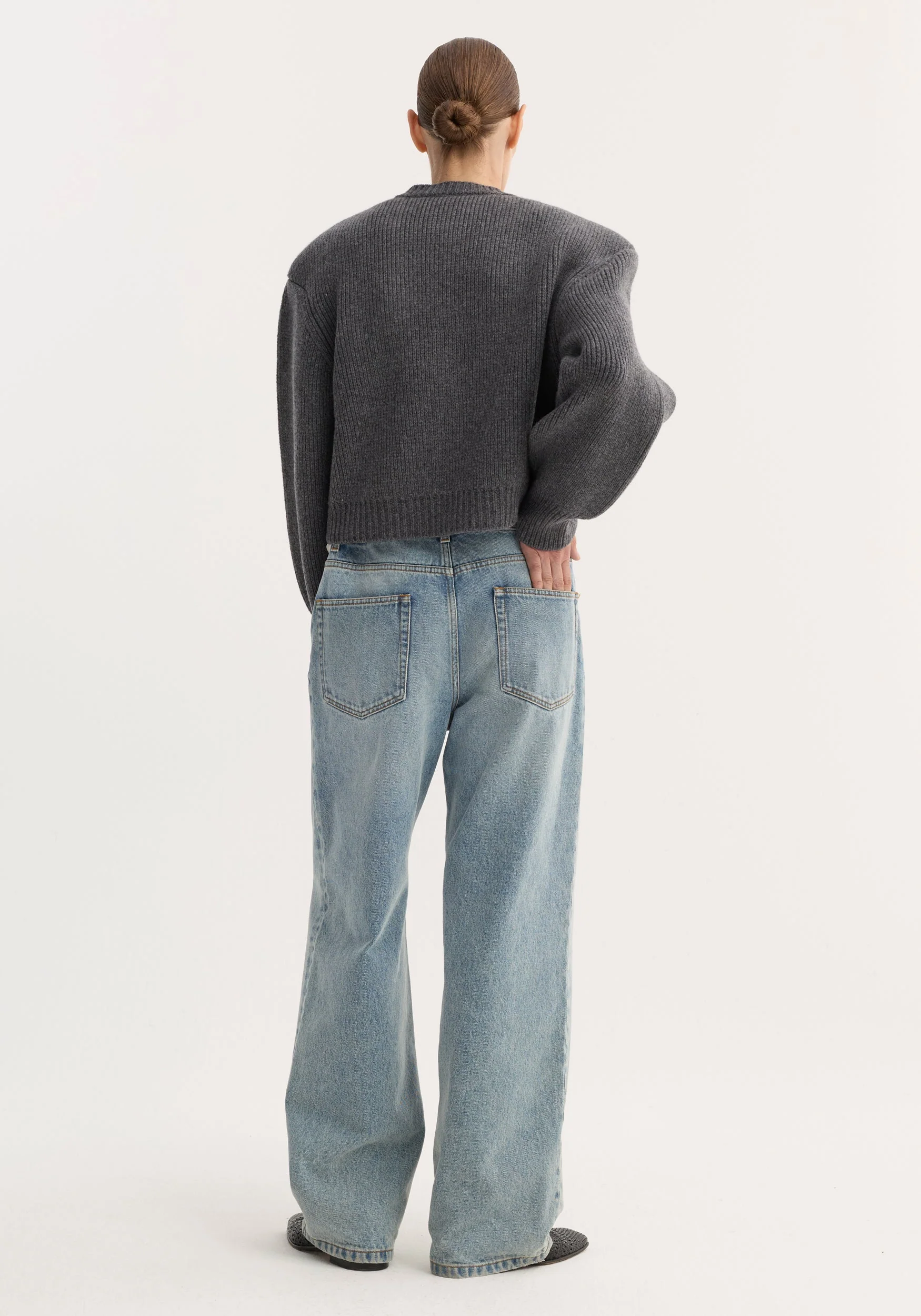 ROHE - Statement shoulder cardigan | mid grey melange - Image 5
