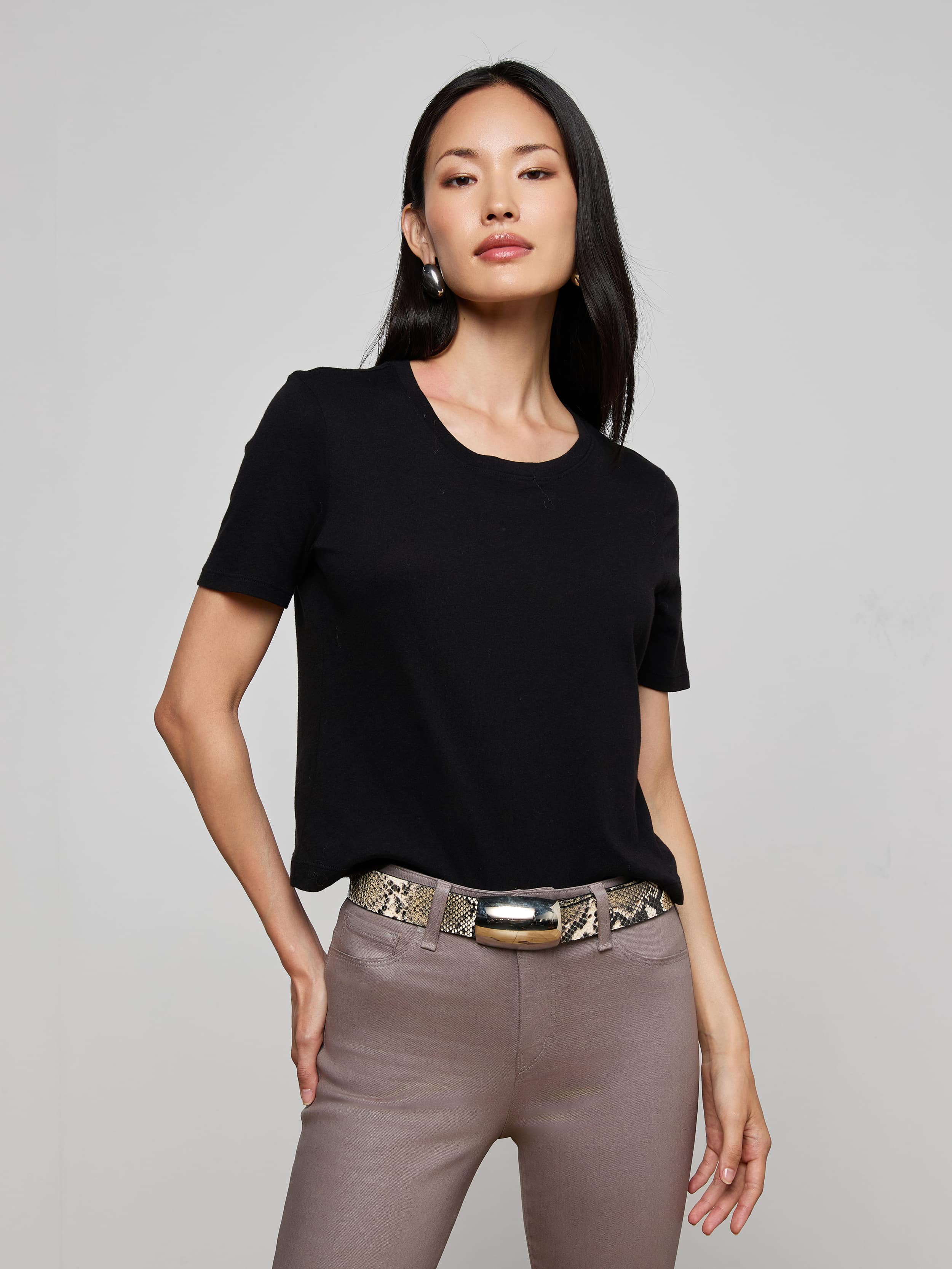 L'AGENCE - Stormy Cropped Cotton Tee