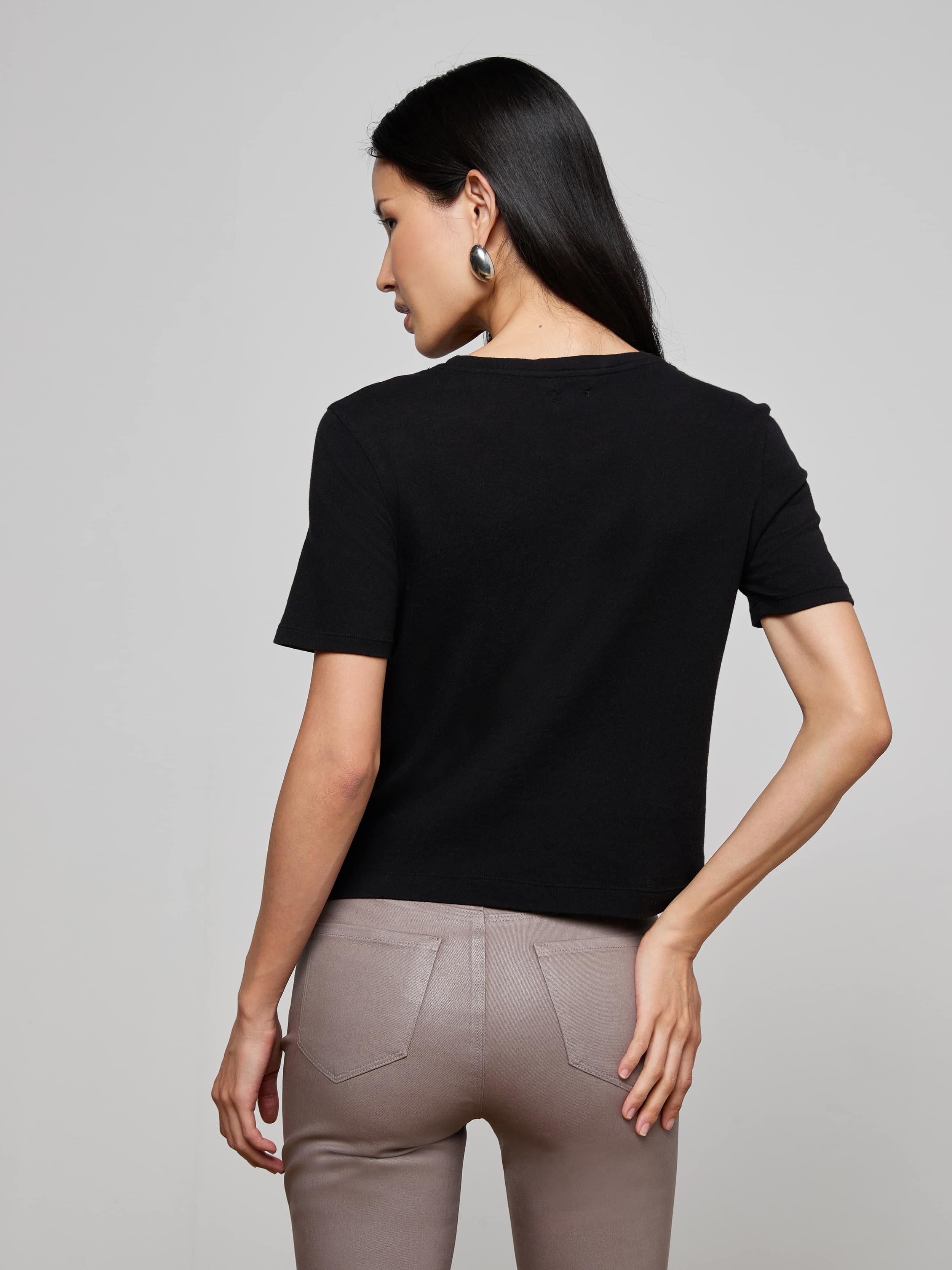 L'AGENCE - Stormy Cropped Cotton Tee - Image 4