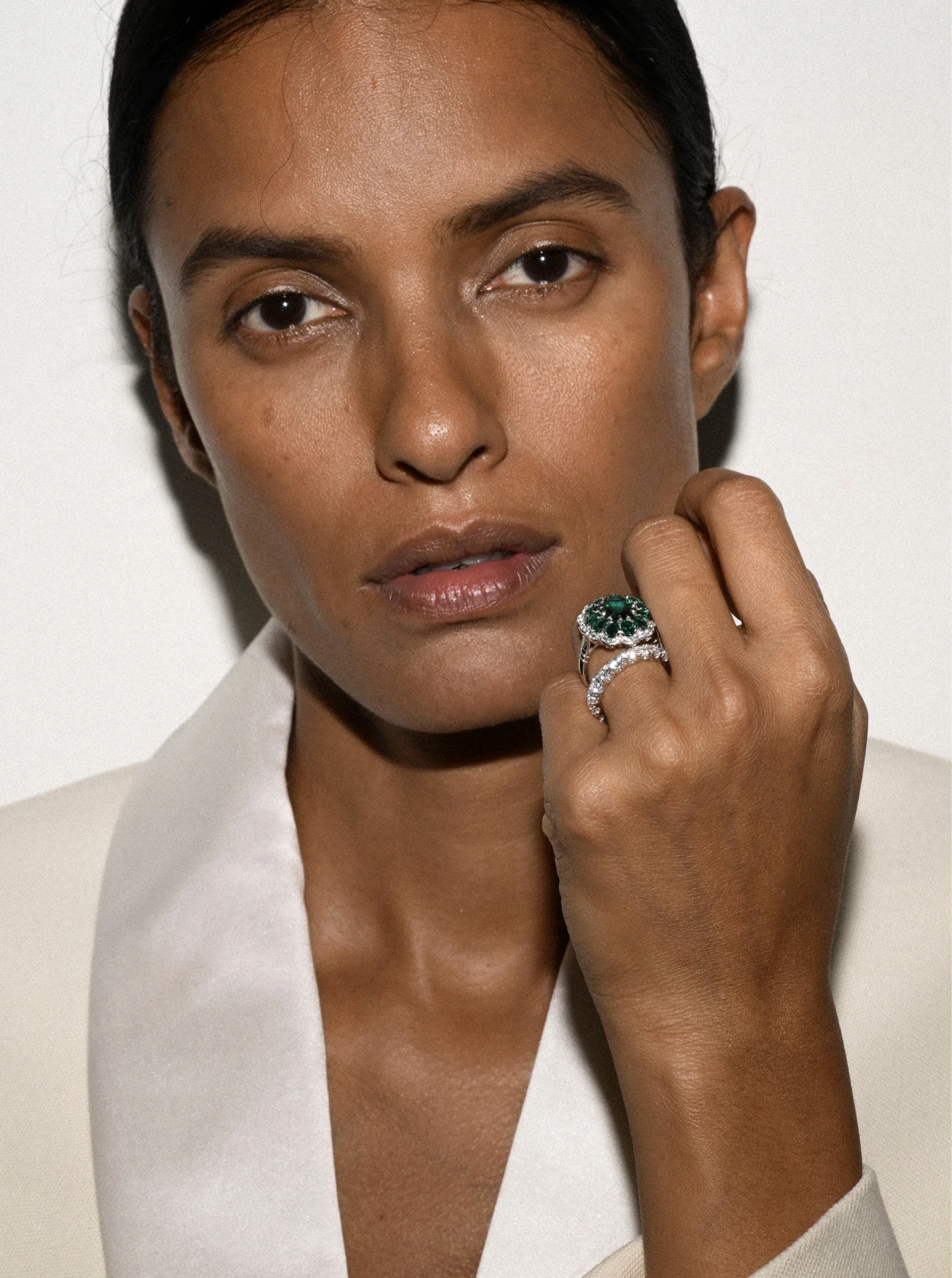 Dorsey - TATE LAB EMERALD RING, SILVER - Image 3
