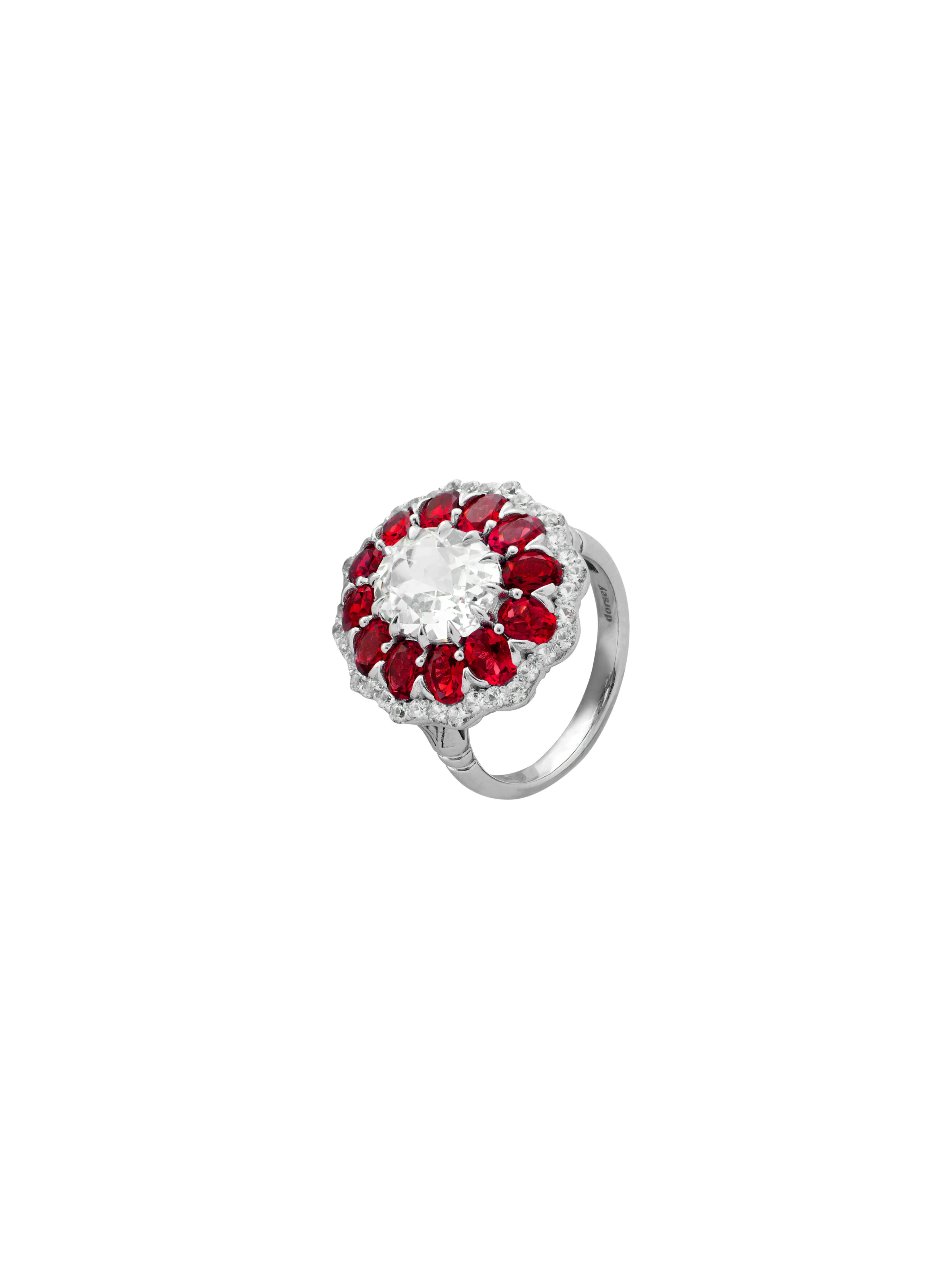 Dorsey - TATE LAB WHITE AND RED SAPPHIRE RING, SILVER - Image 2