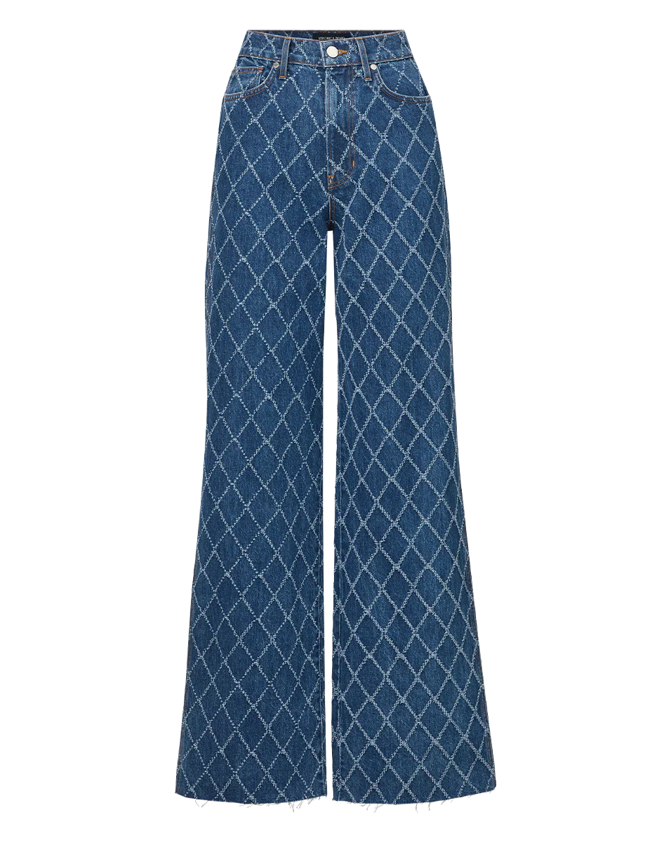 Veronica Beard - Taylor Diamond Printed Wide - Leg Jean - Image 6