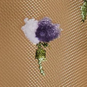 Khaite - Marcy Flat in Beige Mesh with Purple Floral Embroidery - Image 5