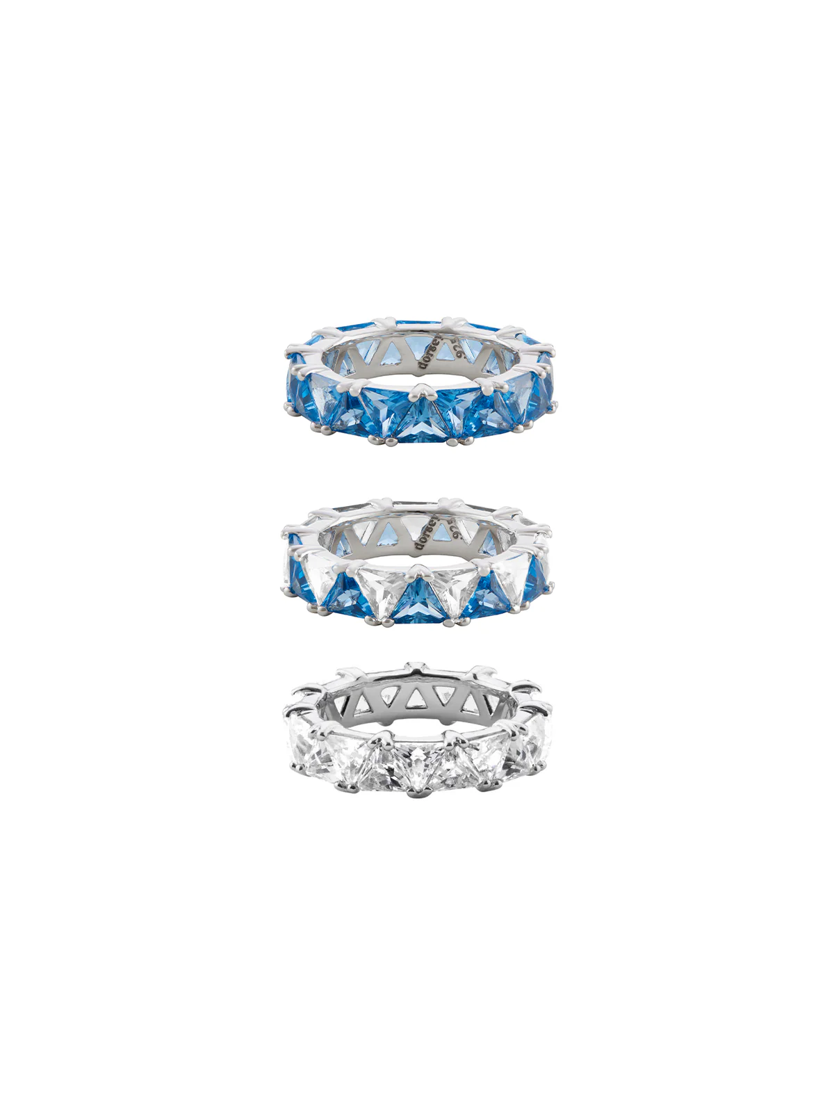 Dorsey - THEODORA DOUBLE TRILLION BLUE TOPAZ SPINEL RING STACK, SILVER