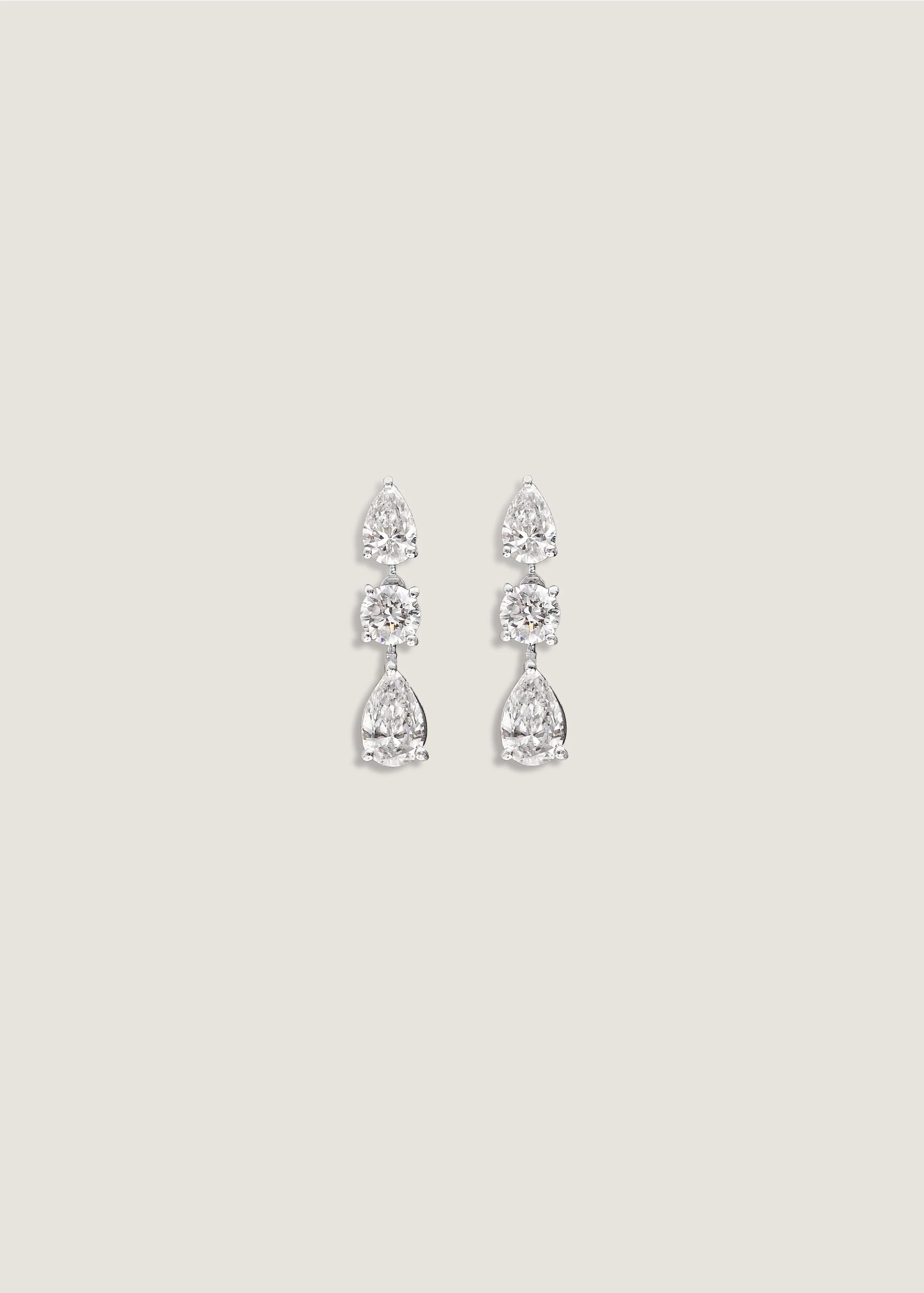 Kinn - Third Time's a Charm Drop Earrings Pear 2.7ctw Diamond - Image 5
