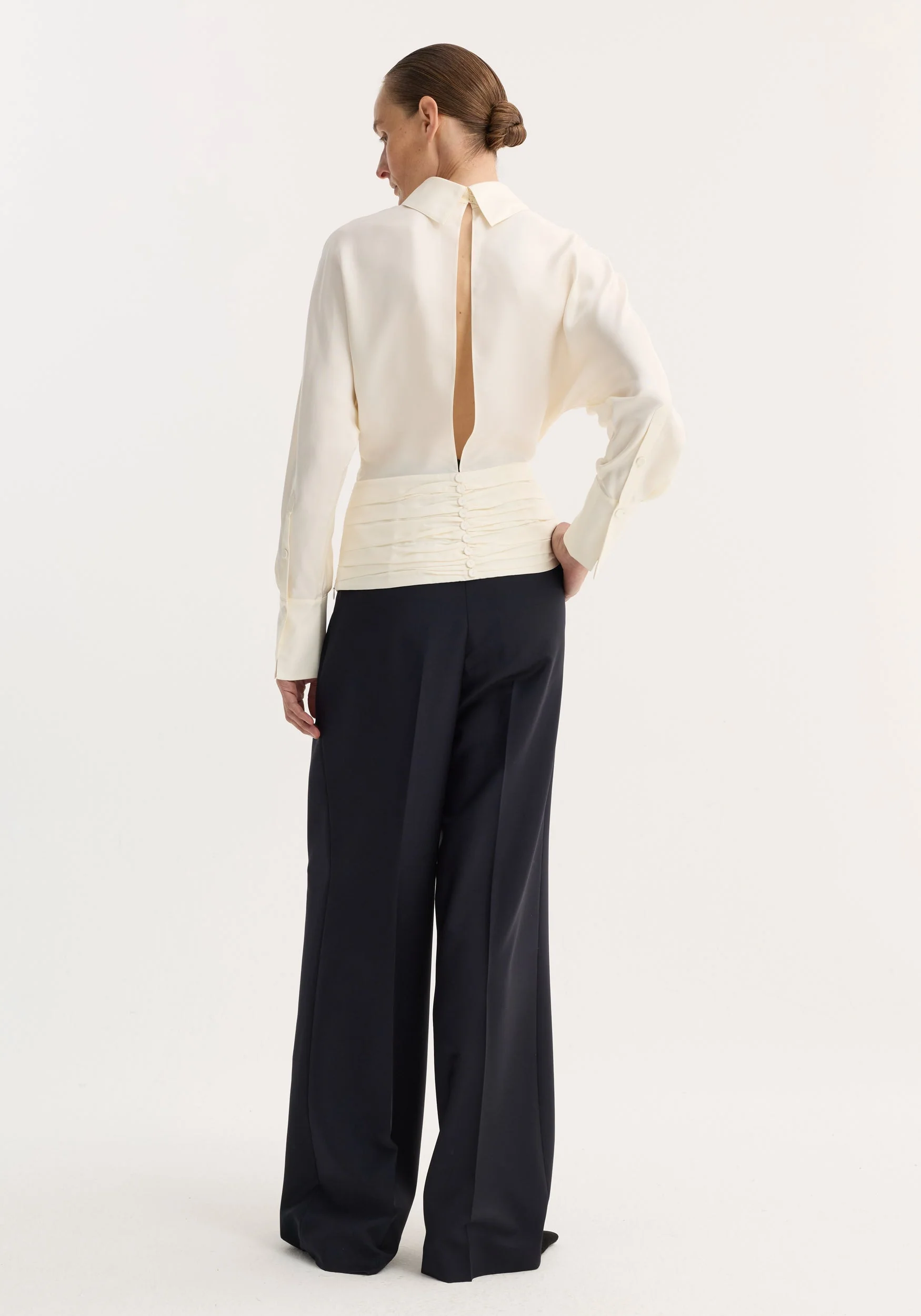 ROHE - Tuxedo silk top | cream - Image 3