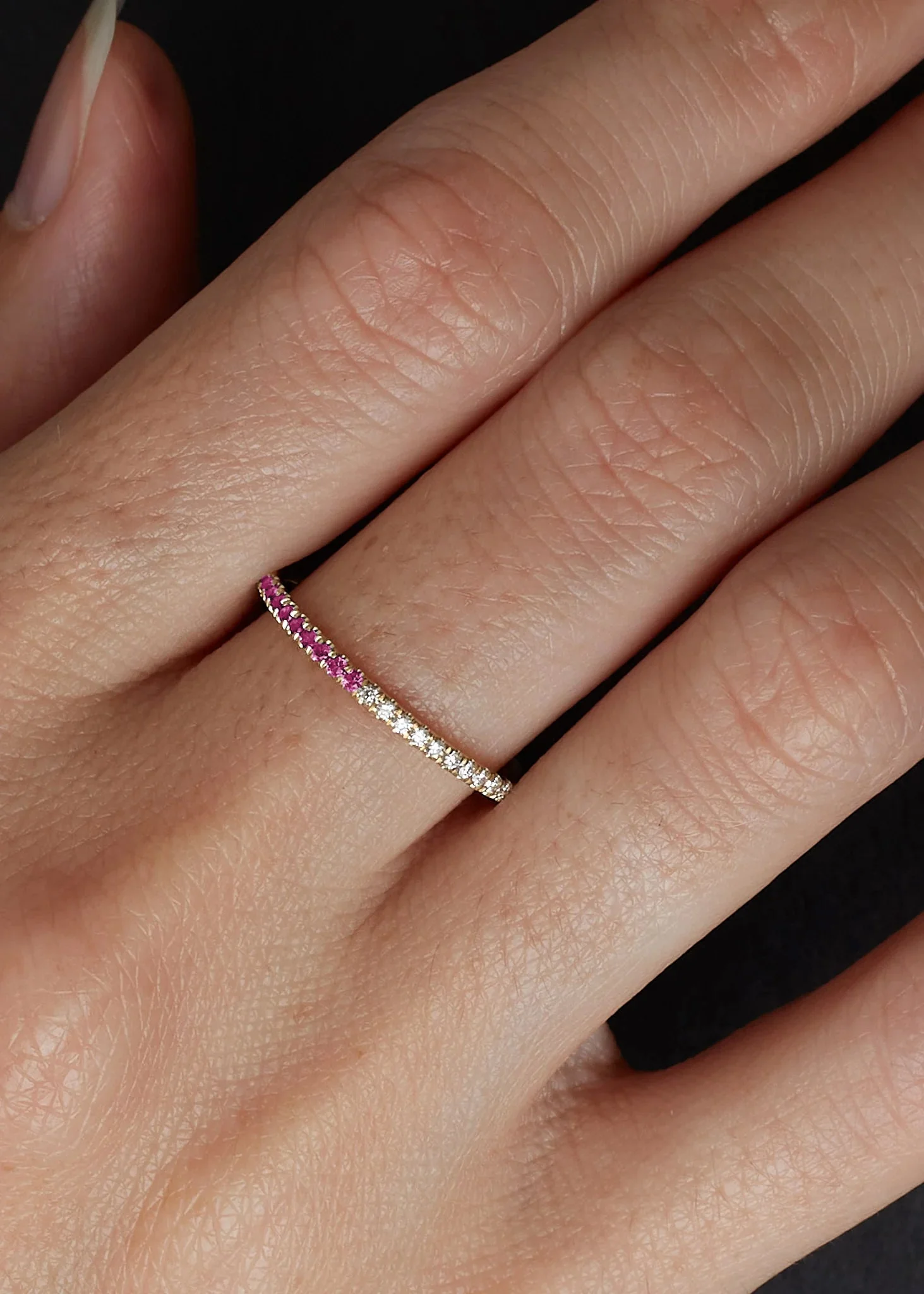 Kinn - Two In One Pavé Birthstone Ring Pink Tourmaline - Image 2
