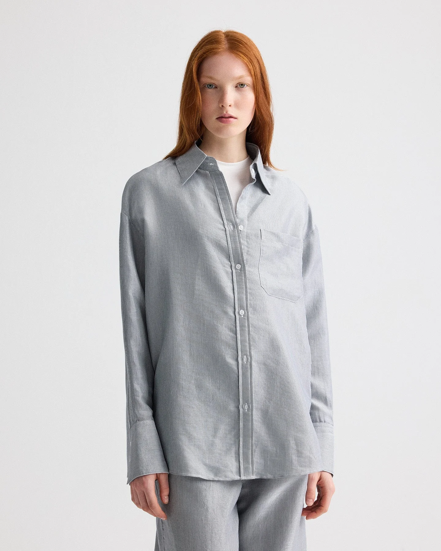 TWP - Big Joe Shirt in Glossy Mini Stripe