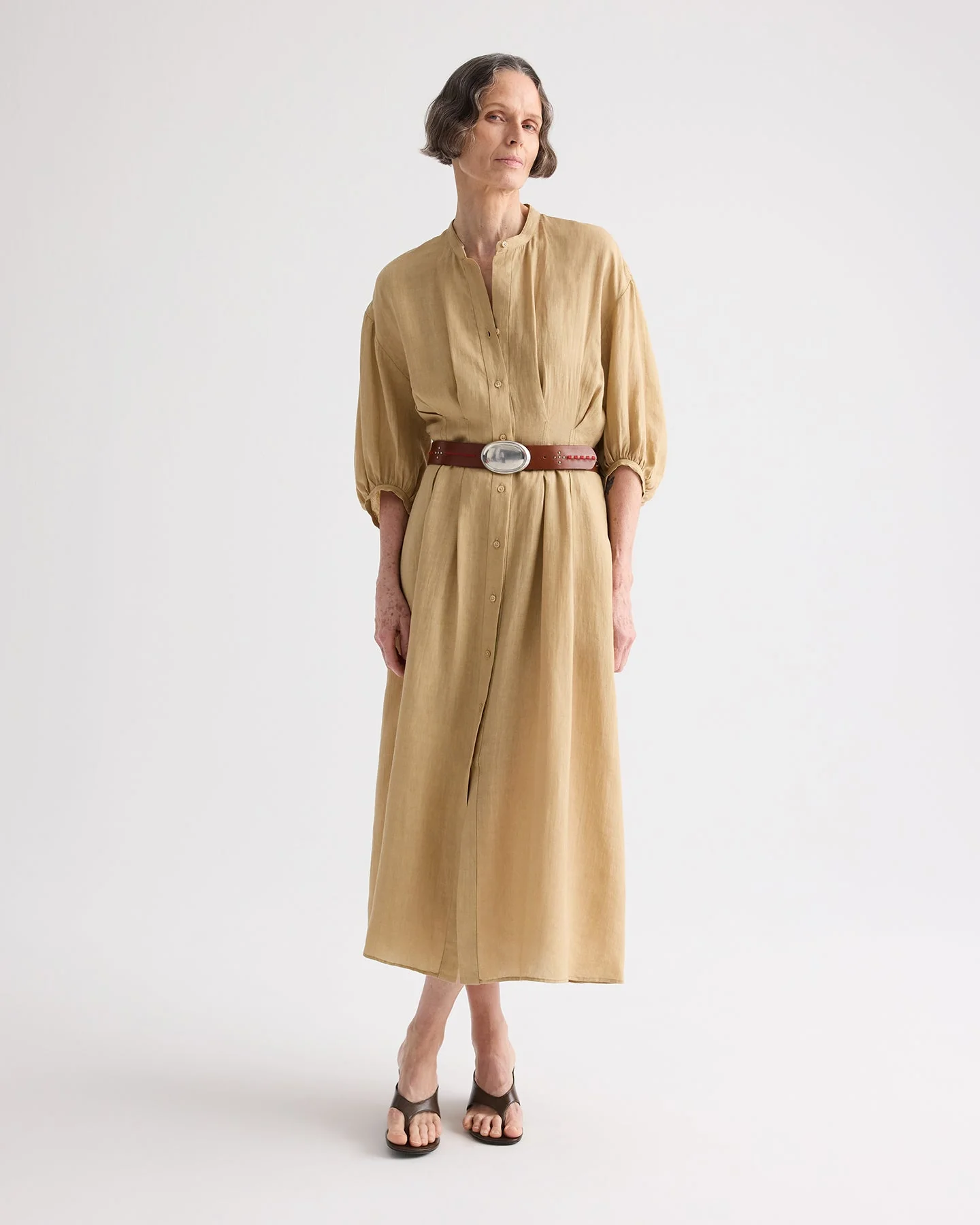 TWP - Maxi Dress With 3/4 Poet Sleeve in Fluid Linen - Image 3