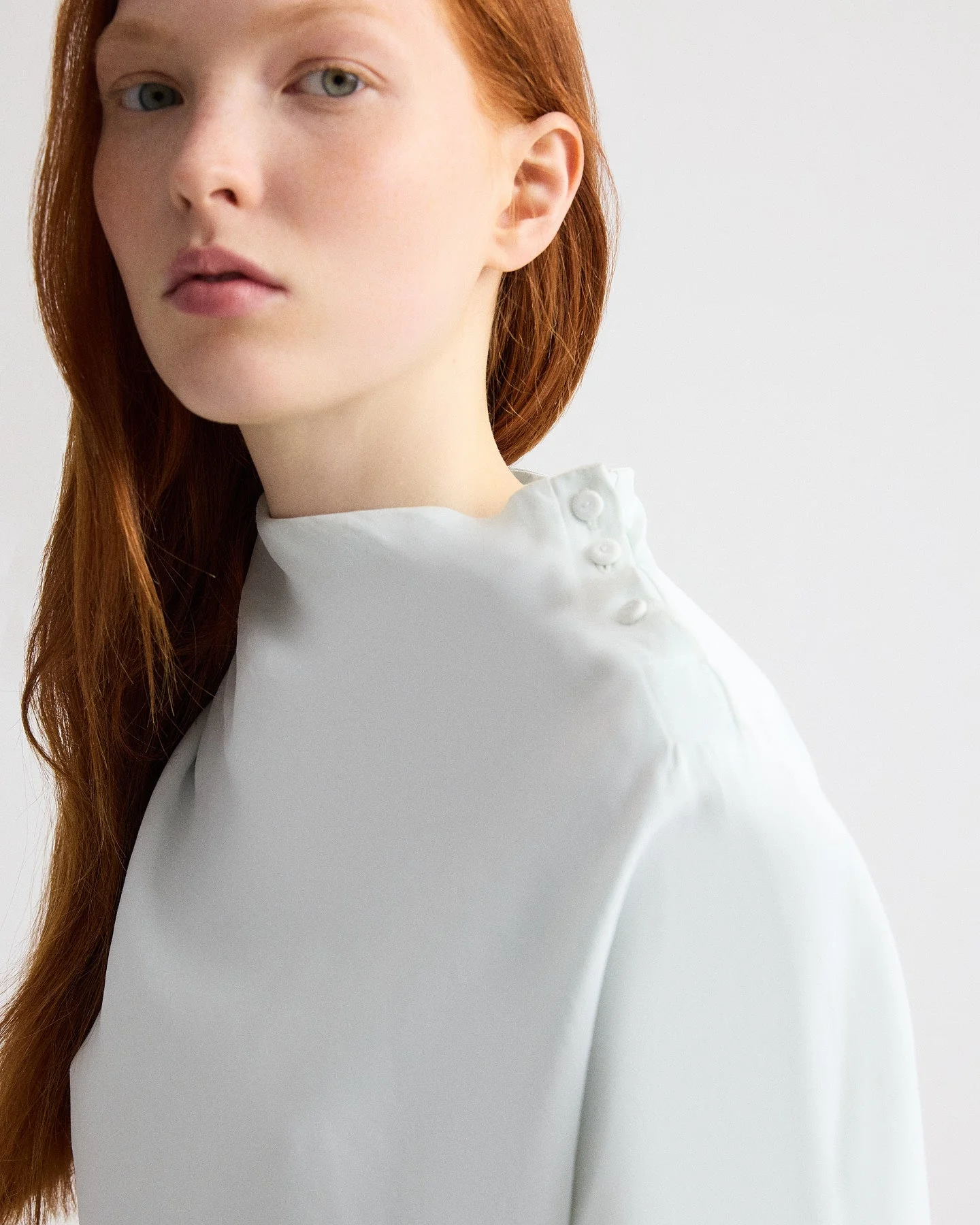 TWP - Mock Neck Tee in Coated Viscose Linen - Image 2