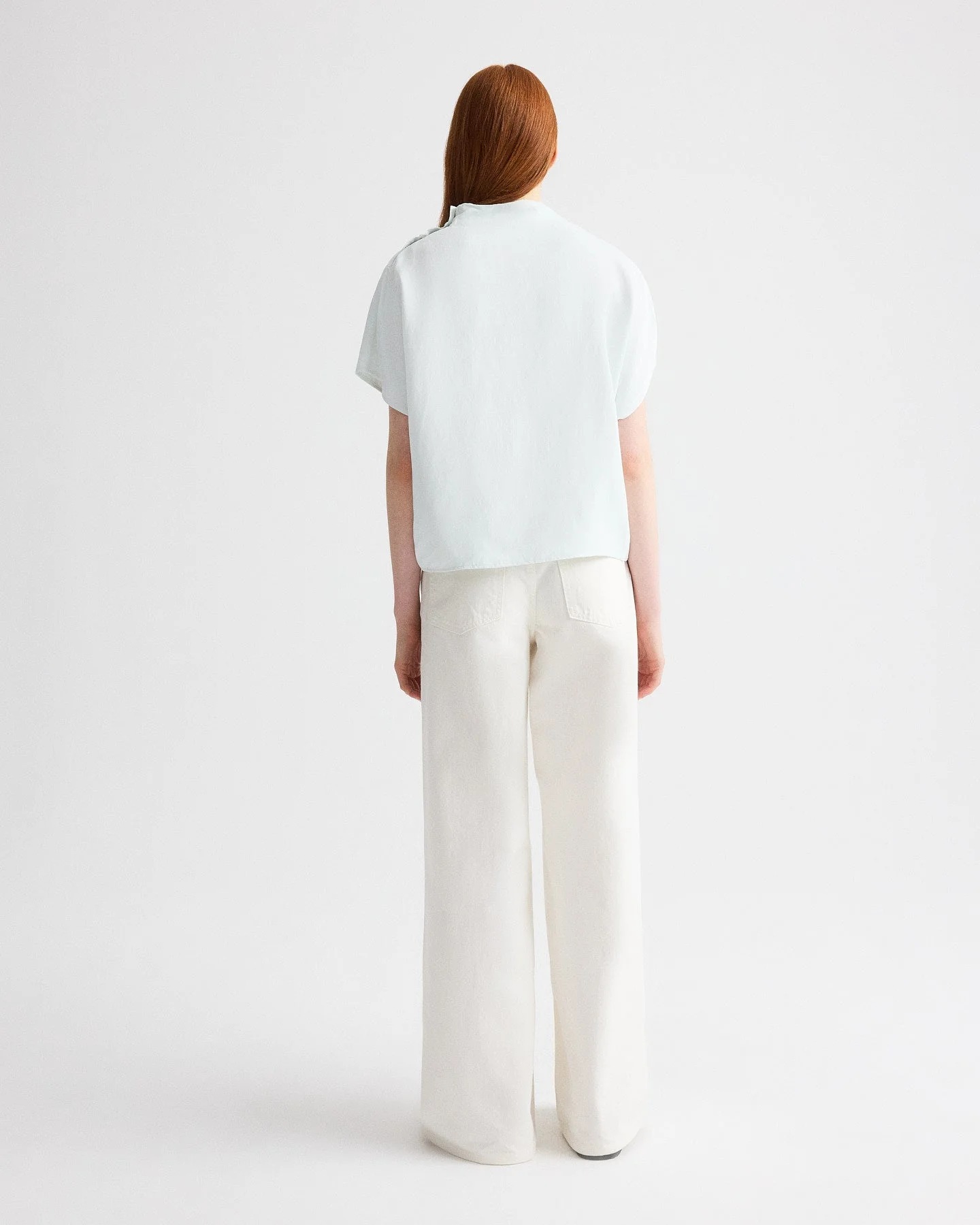 TWP - Mock Neck Tee in Coated Viscose Linen - Image 5