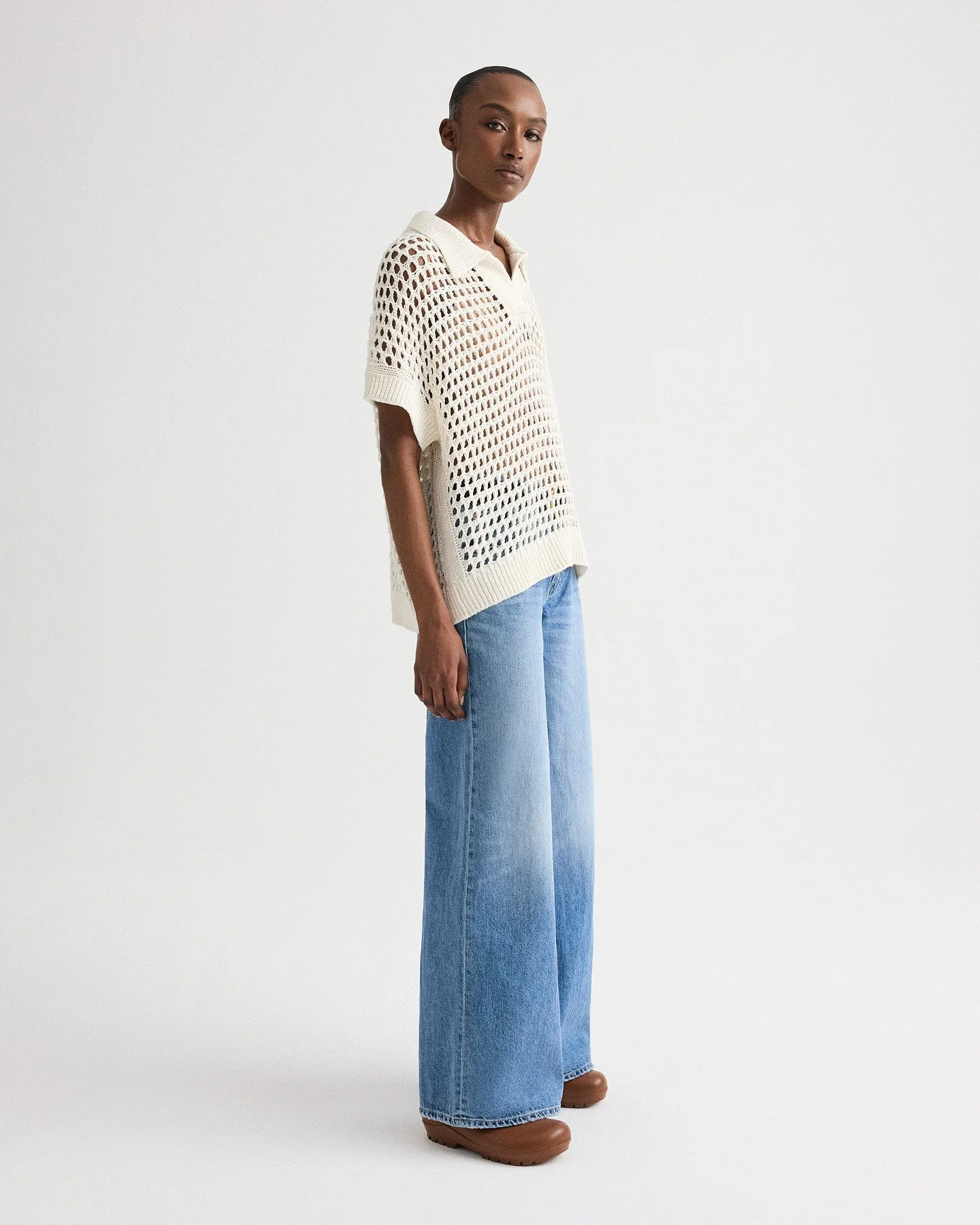 TWP - Supersized Open Knit Polo in Linen Silk - Image 4