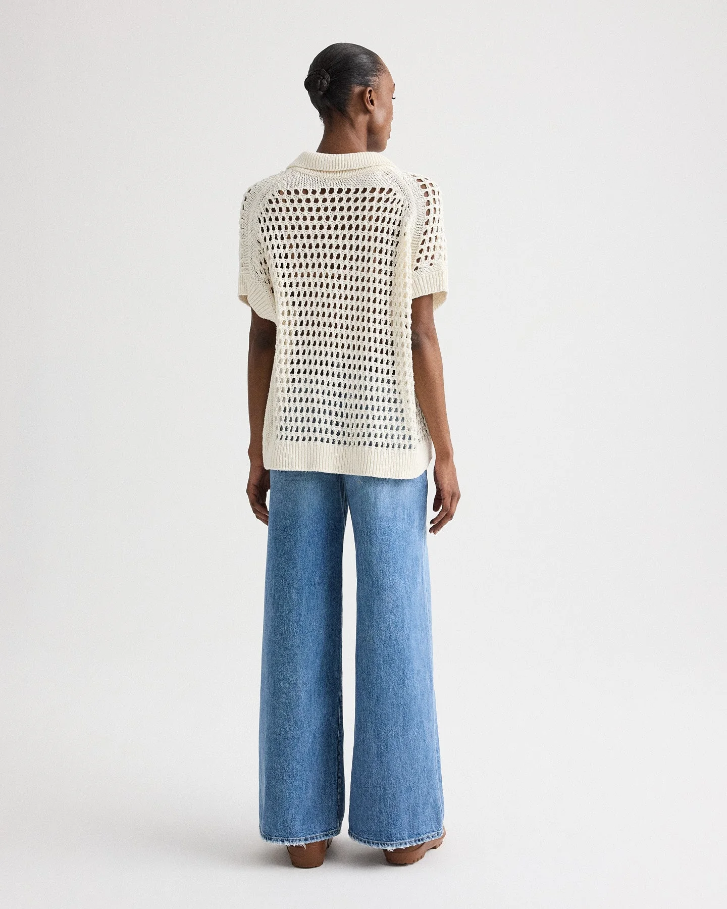 TWP - Supersized Open Knit Polo in Linen Silk - Image 5