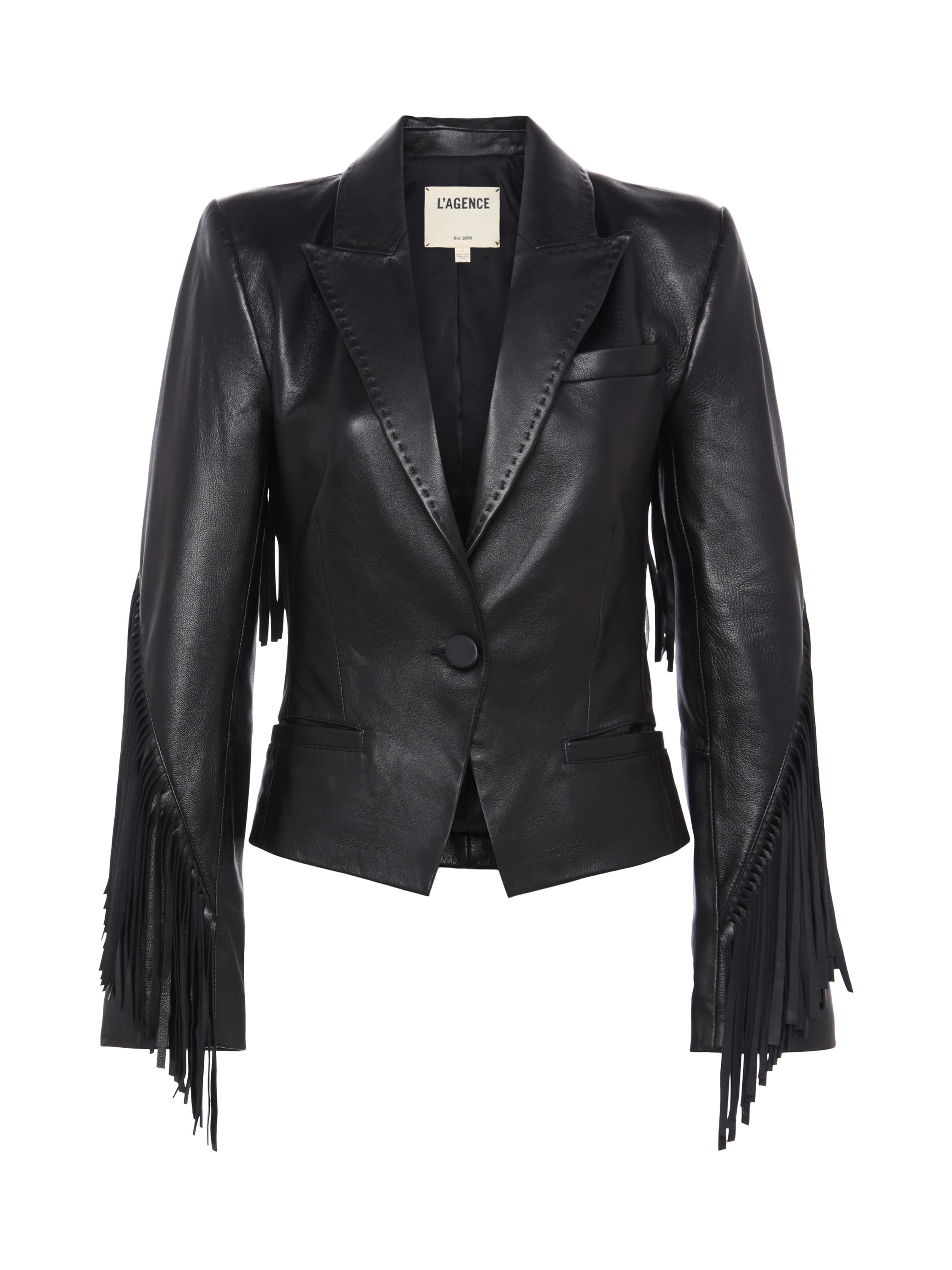 L'AGENCE - Vashti Fringed Leather Blazer - Image 7