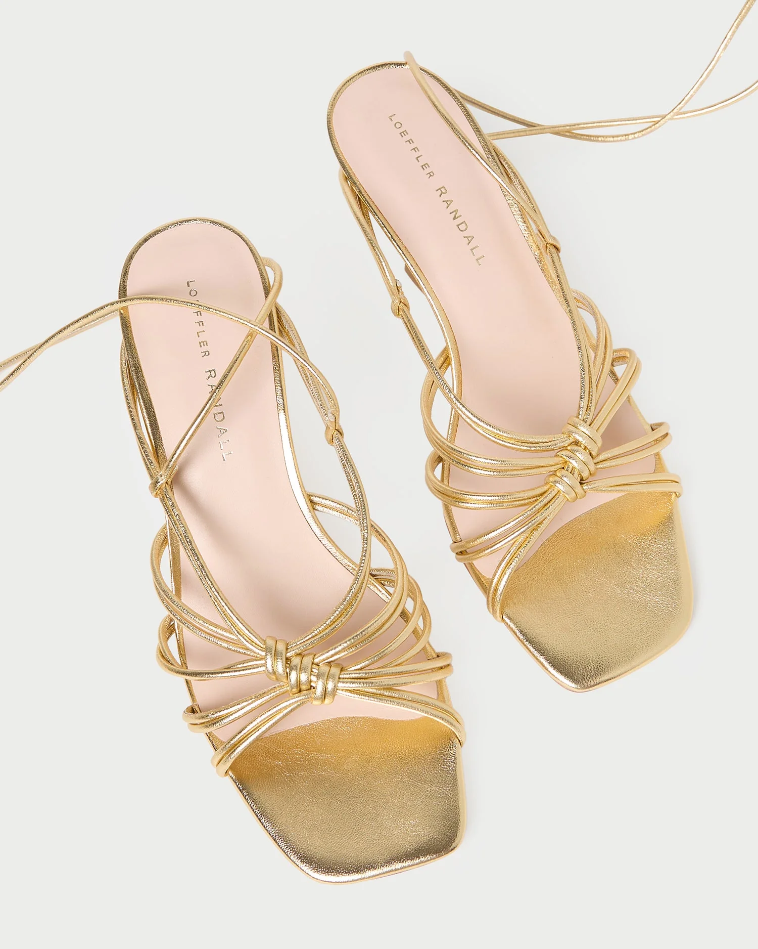 Loeffler Randall - Vivienne Gold Lace - Up Heeled Sandal - Image 3