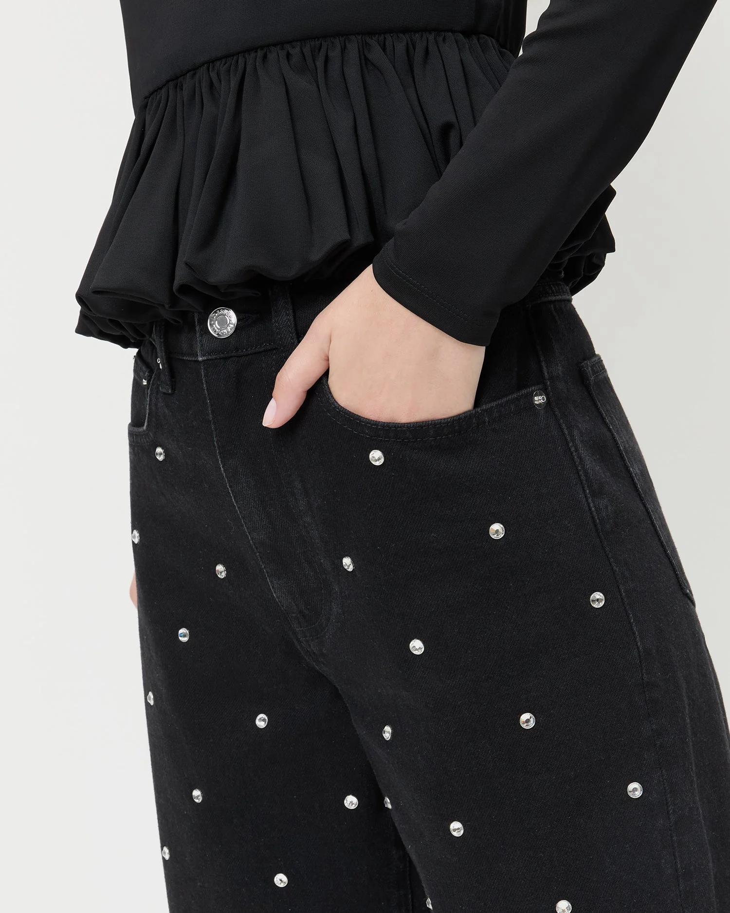 Loeffler Randall - Winona Black/Crystal Denim Pant - Image 4